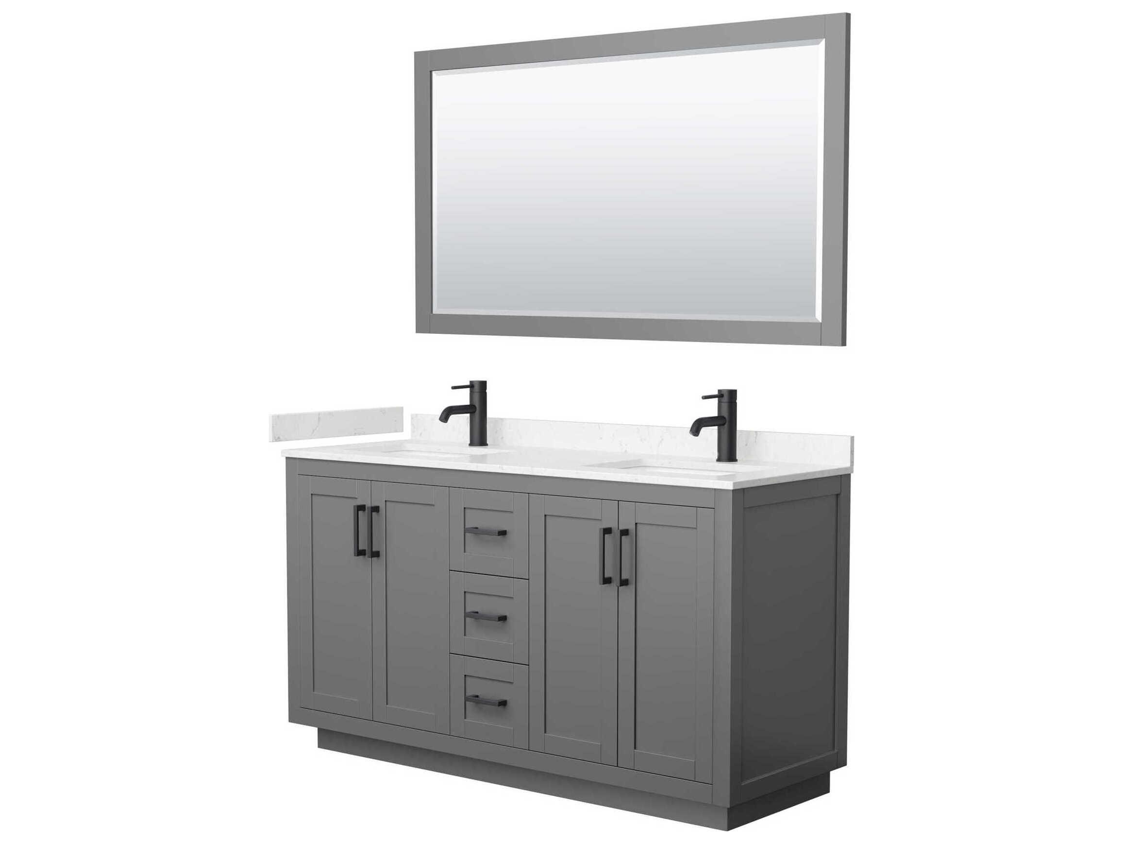 Wyndham Collection Miranda 60" Dark Gray Vanity with 58" Mirror