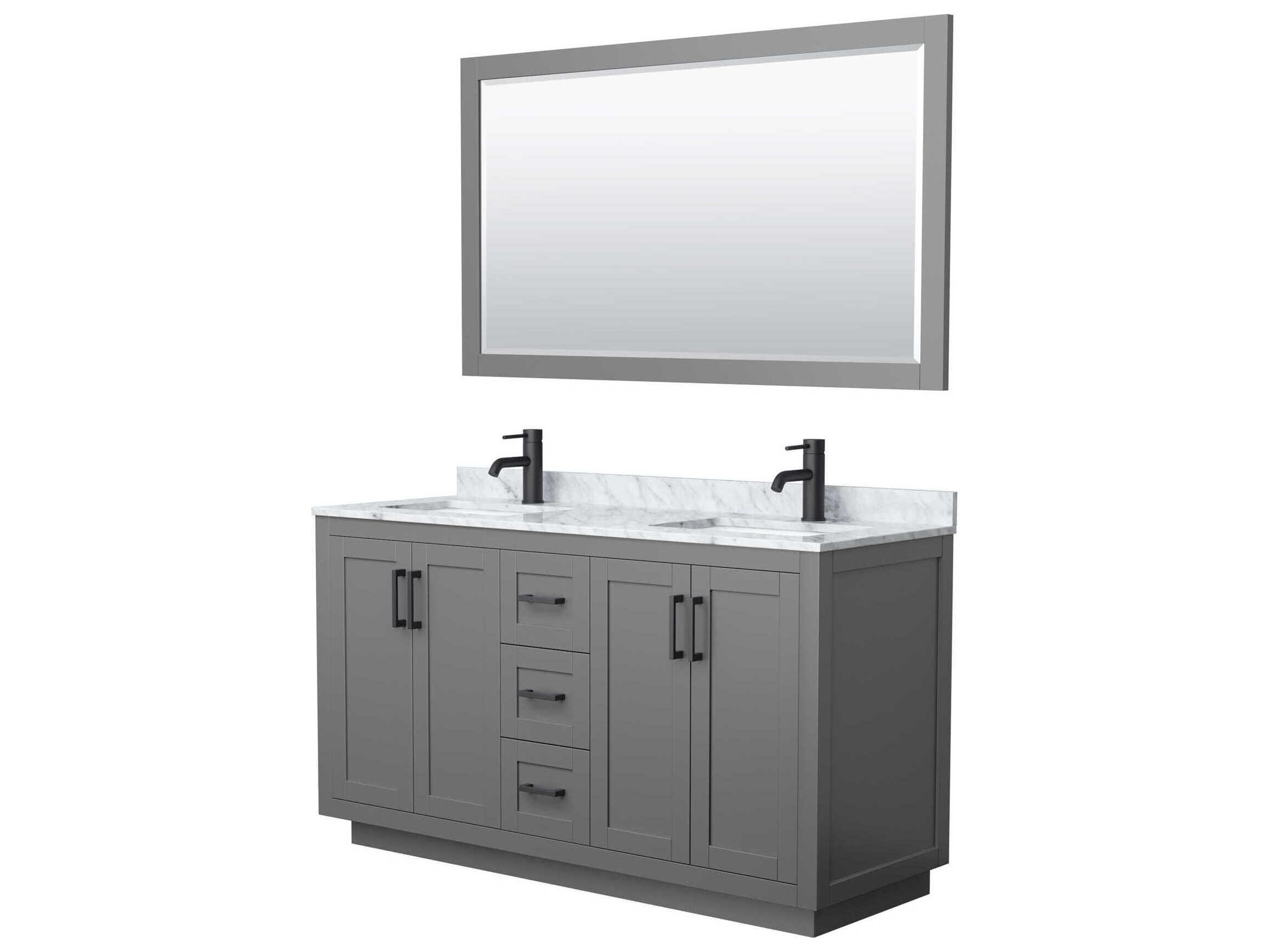 Wyndham Collection Miranda 60" Dark Gray Vanity with 58" Mirror