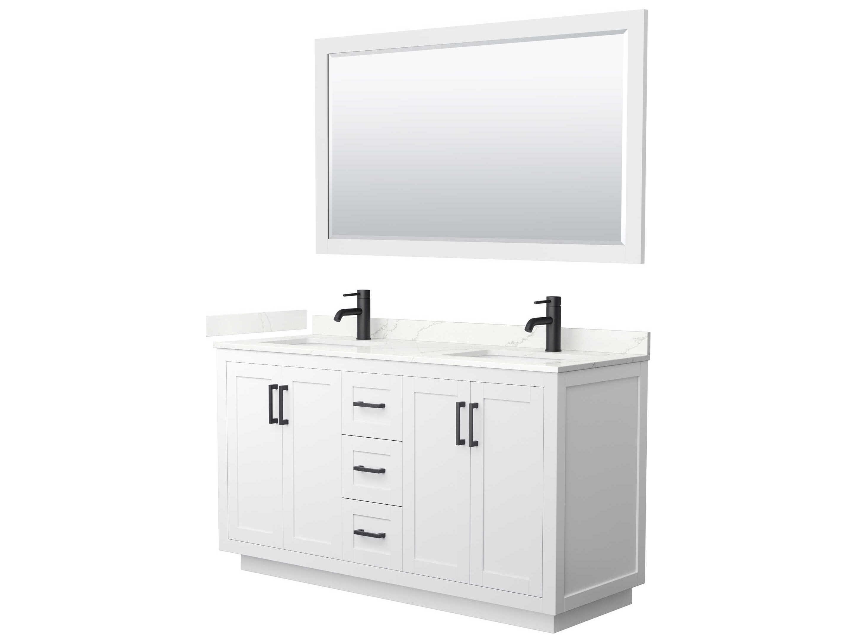 Wyndham Collection Miranda 60" White Vanity with 58" Mirror