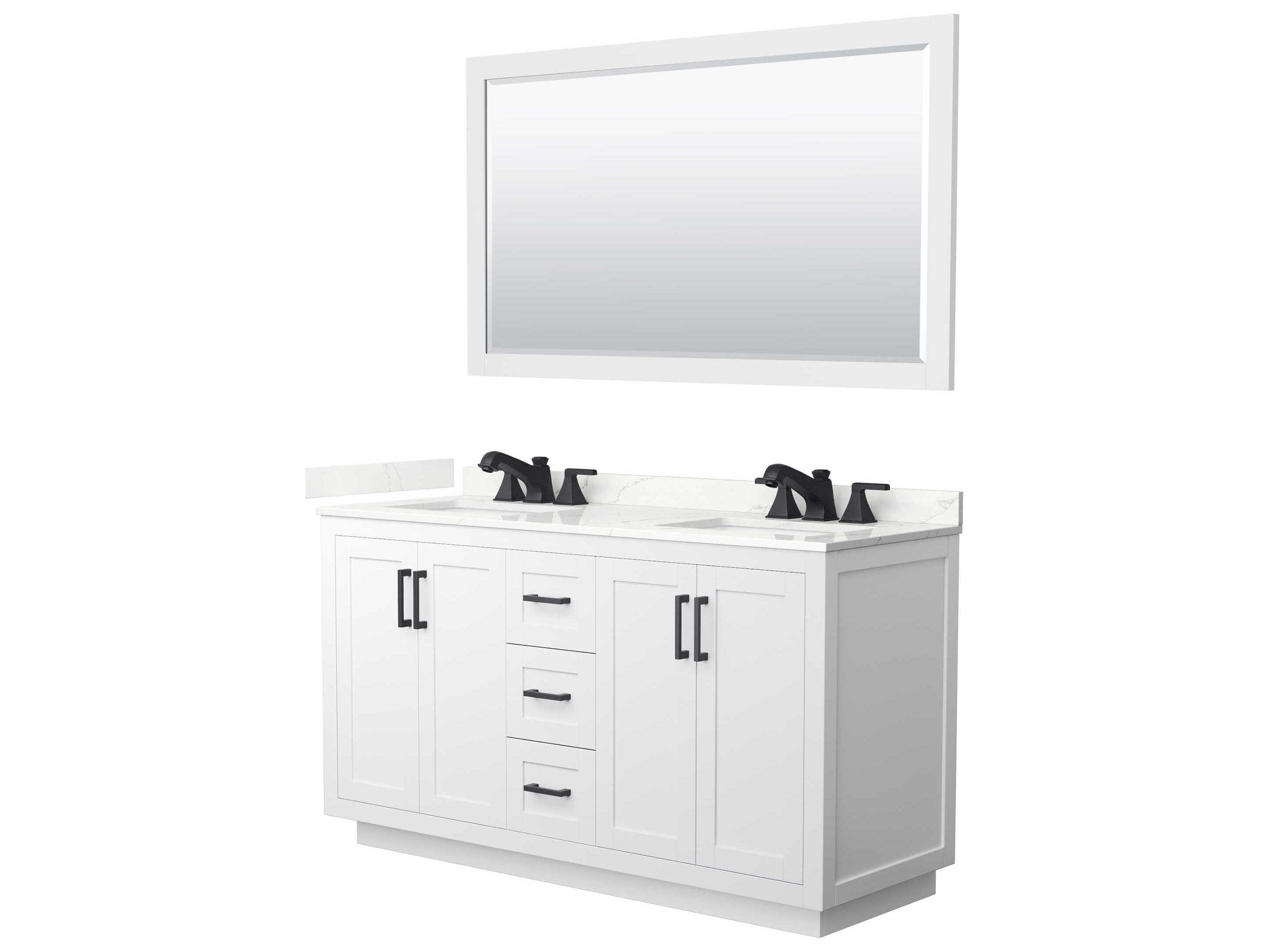 Wyndham Collection Miranda 60" White Vanity with 58" Mirror
