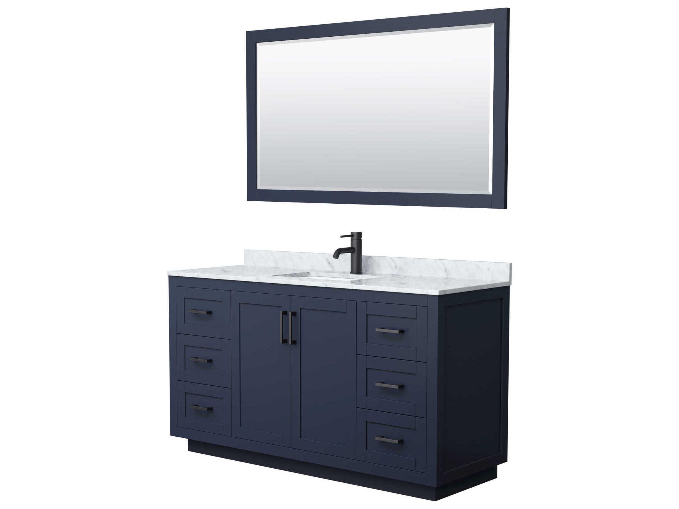 Wyndham Collection Miranda 60" Dark Blue Vanity with 58" Mirror