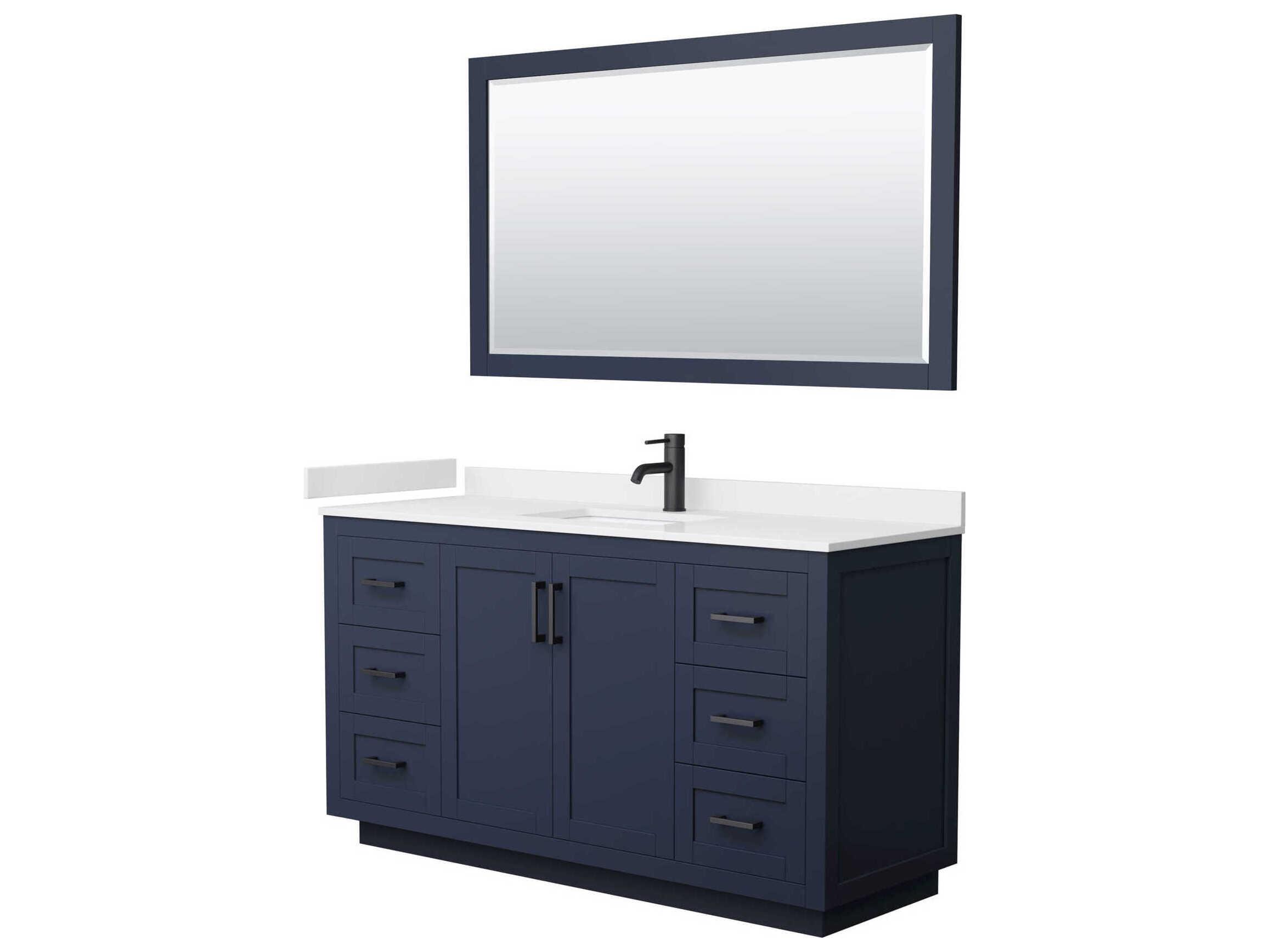 Wyndham Collection Miranda 60" Dark Blue Vanity with 58" Mirror