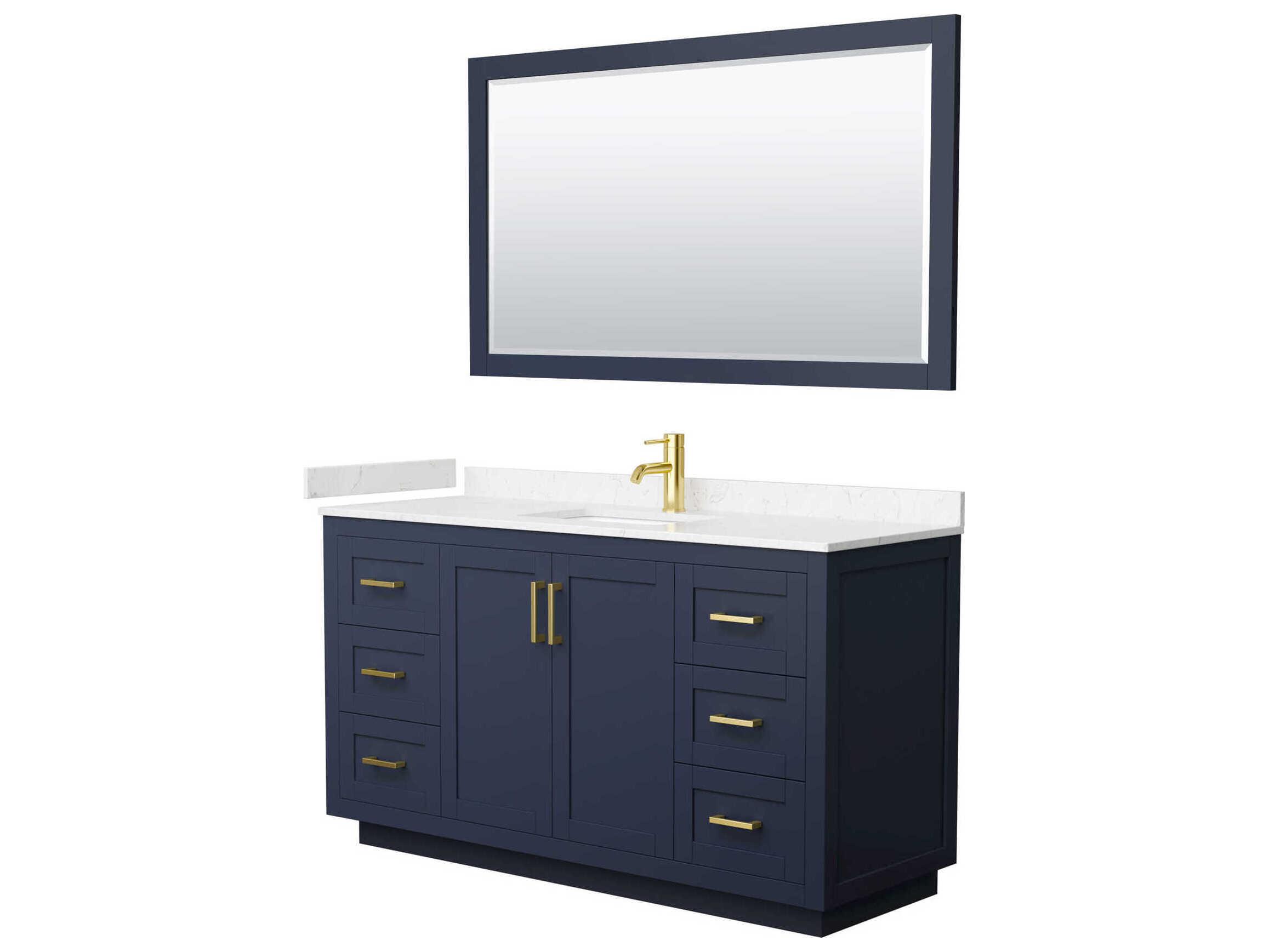 Wyndham Collection Miranda 60" Dark Blue Vanity with 58" Mirror