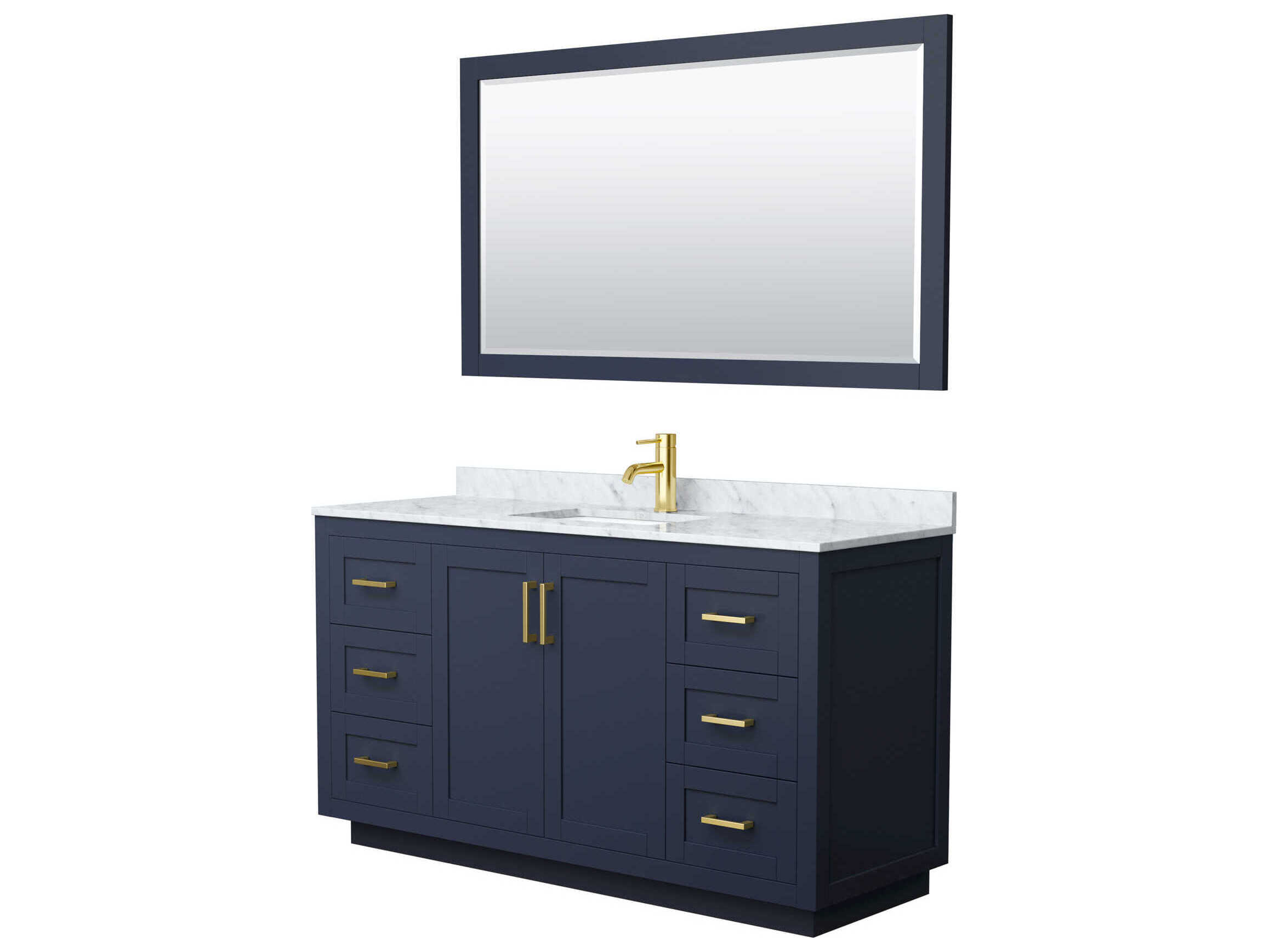 Wyndham Collection Miranda 60" Dark Blue Vanity with 58" Mirror