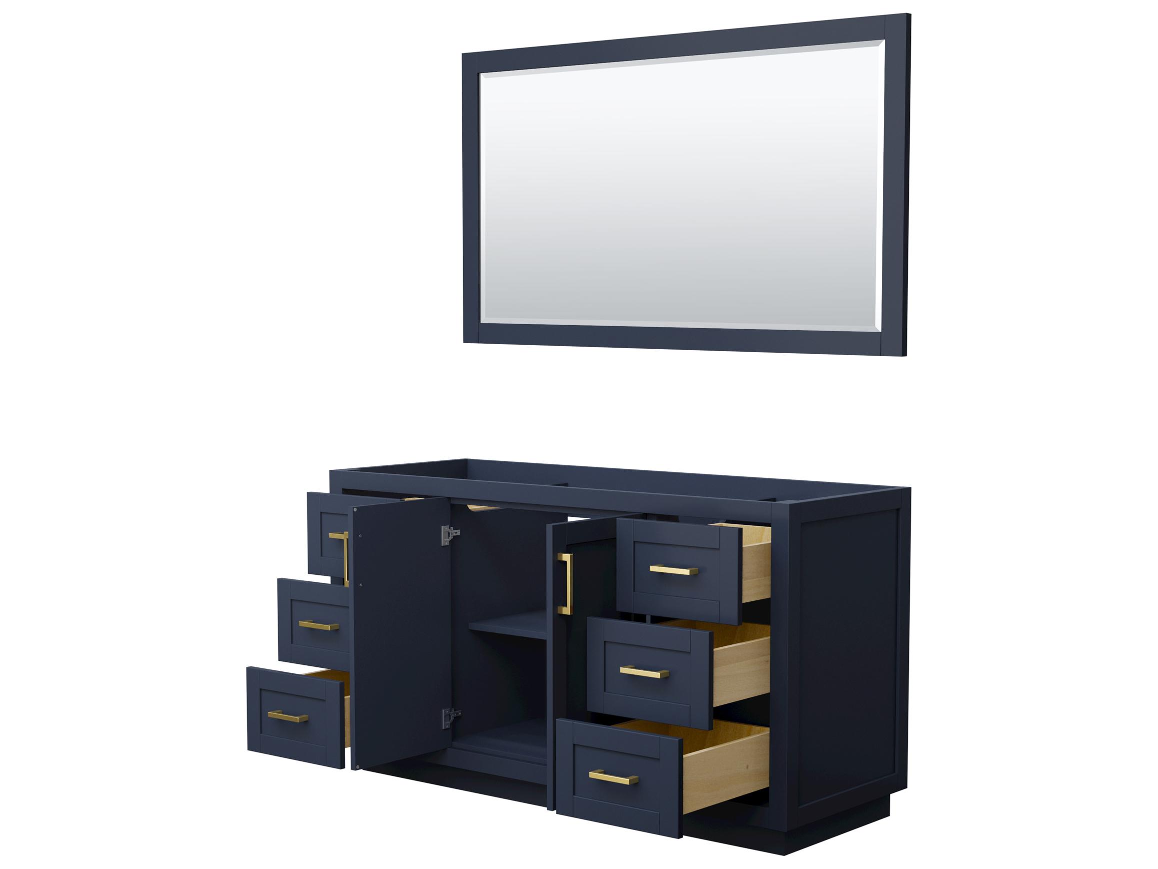 Wyndham Collection Miranda 59" Dark Blue Vanity with 58" Mirror