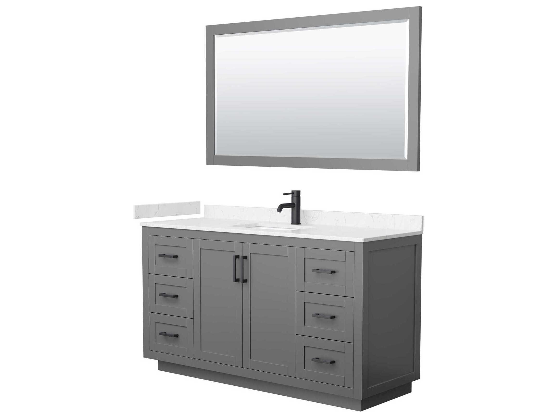 Wyndham Collection Miranda 60" Dark Gray Vanity with 58" Mirror