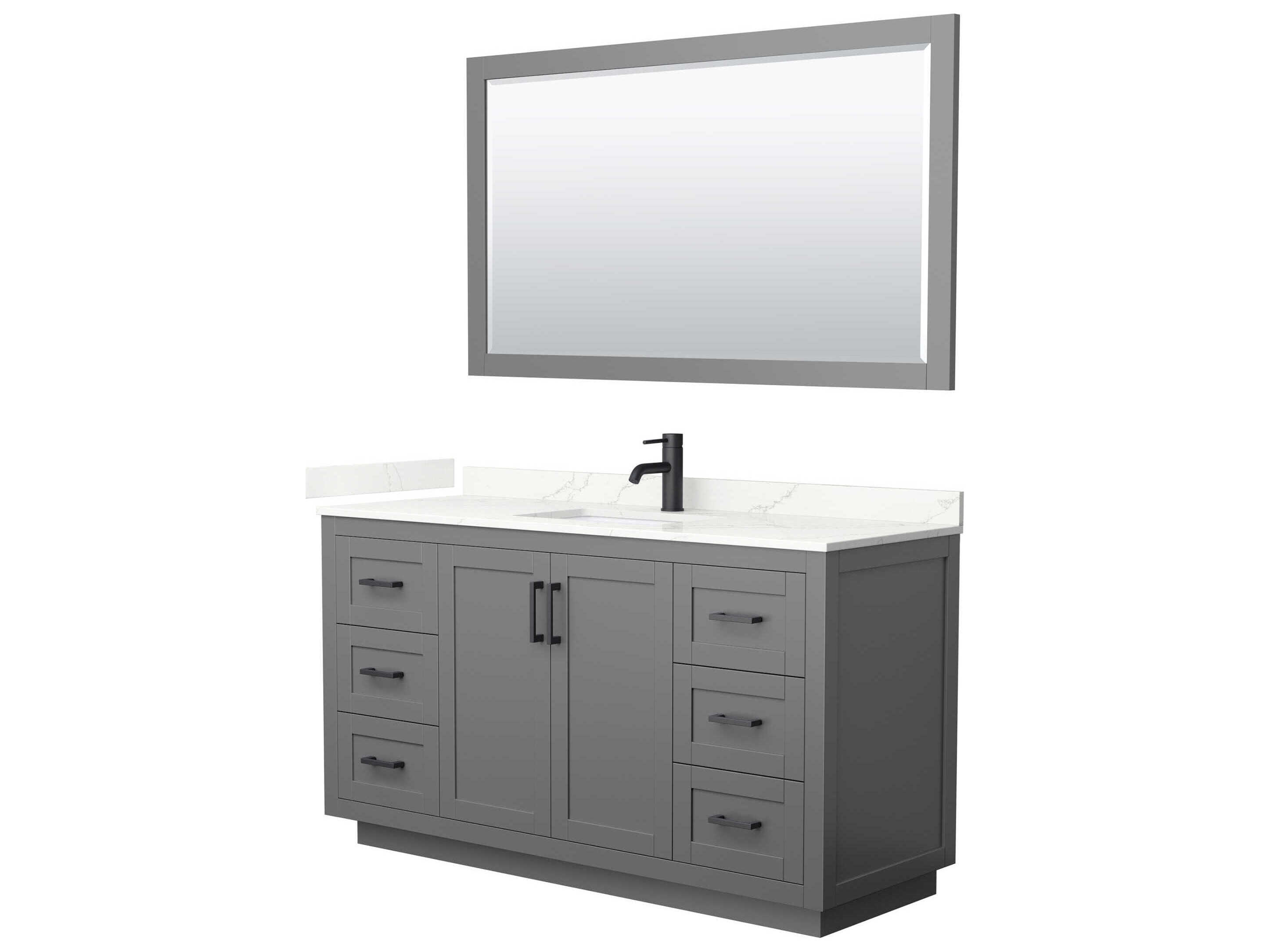 Wyndham Collection Miranda 60" Dark Gray Vanity with 58" Mirror