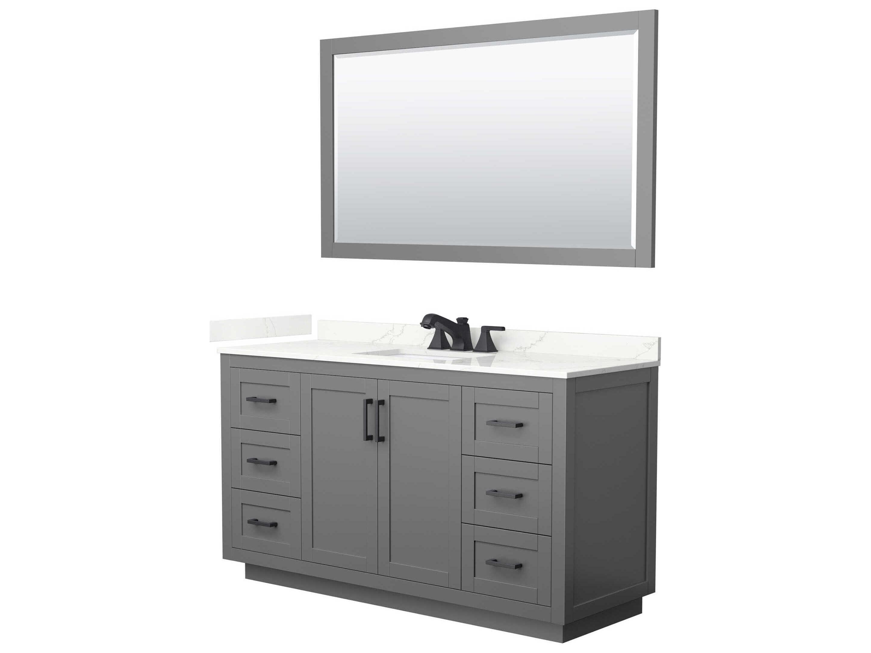 Wyndham Collection Miranda 60" Dark Gray Vanity with 58" Mirror
