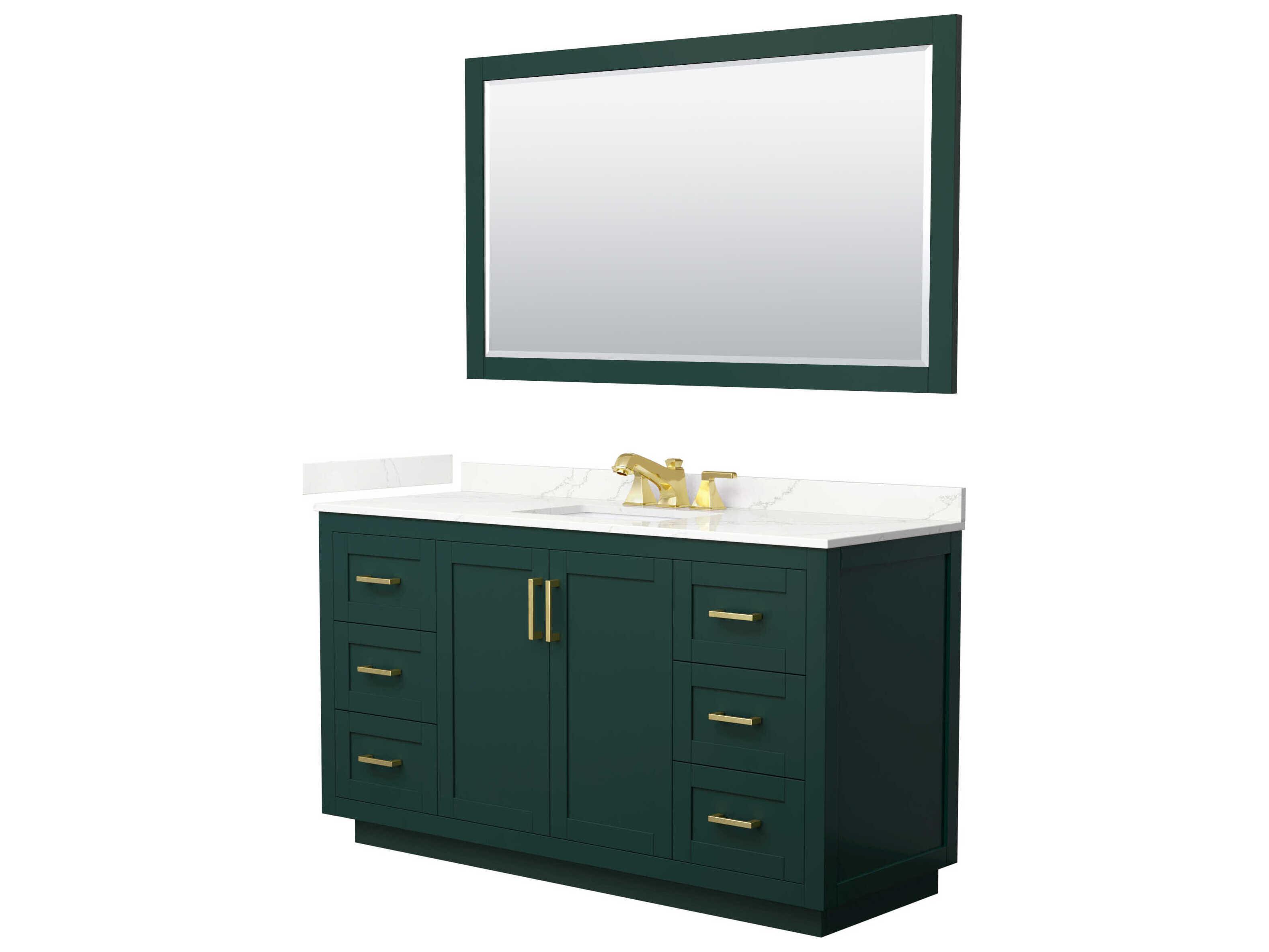 Wyndham Collection Miranda 60" Green Vanity with 58" Mirror
