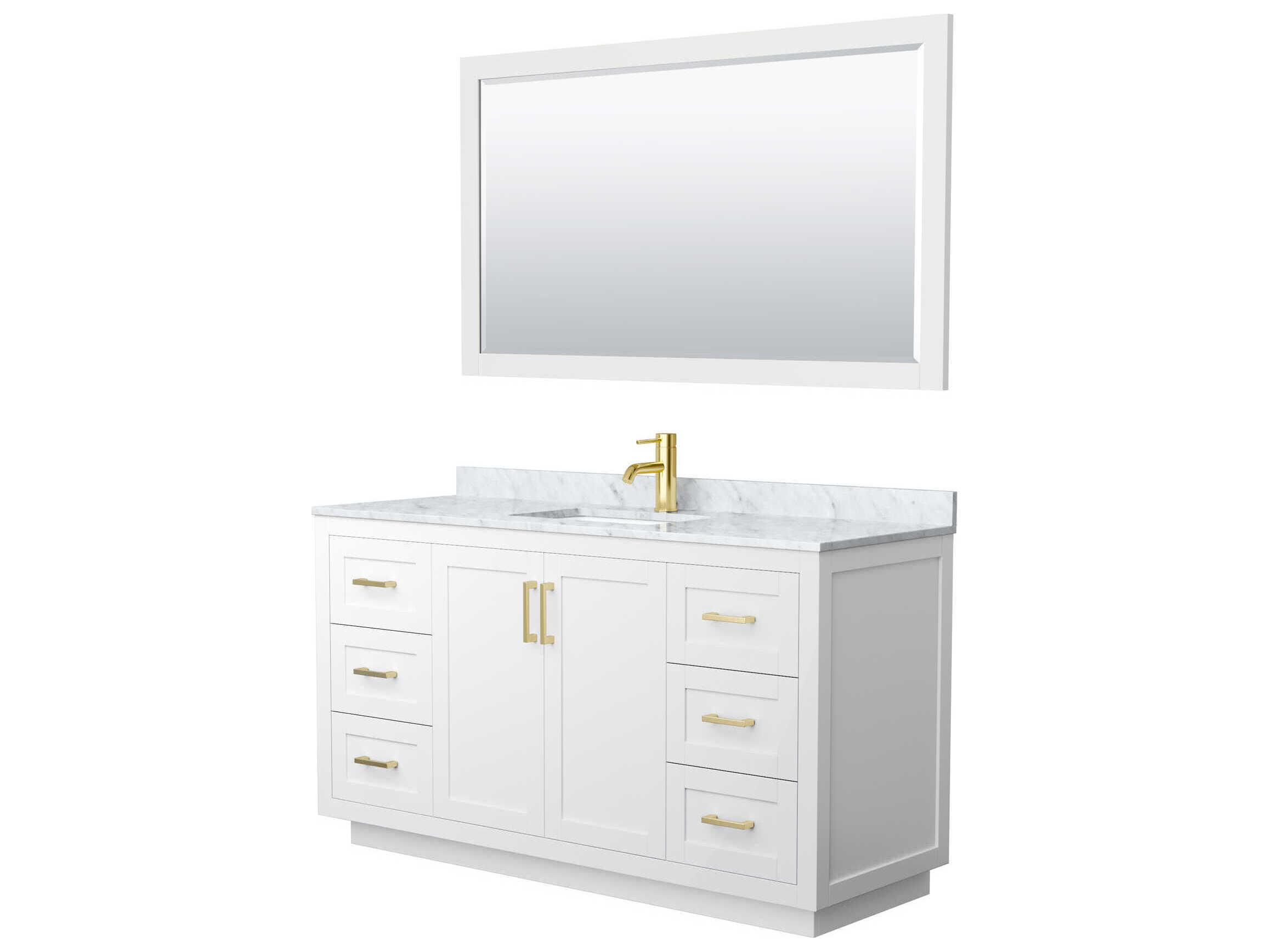 Wyndham Collection Miranda 60" White Vanity with 58" Mirror
