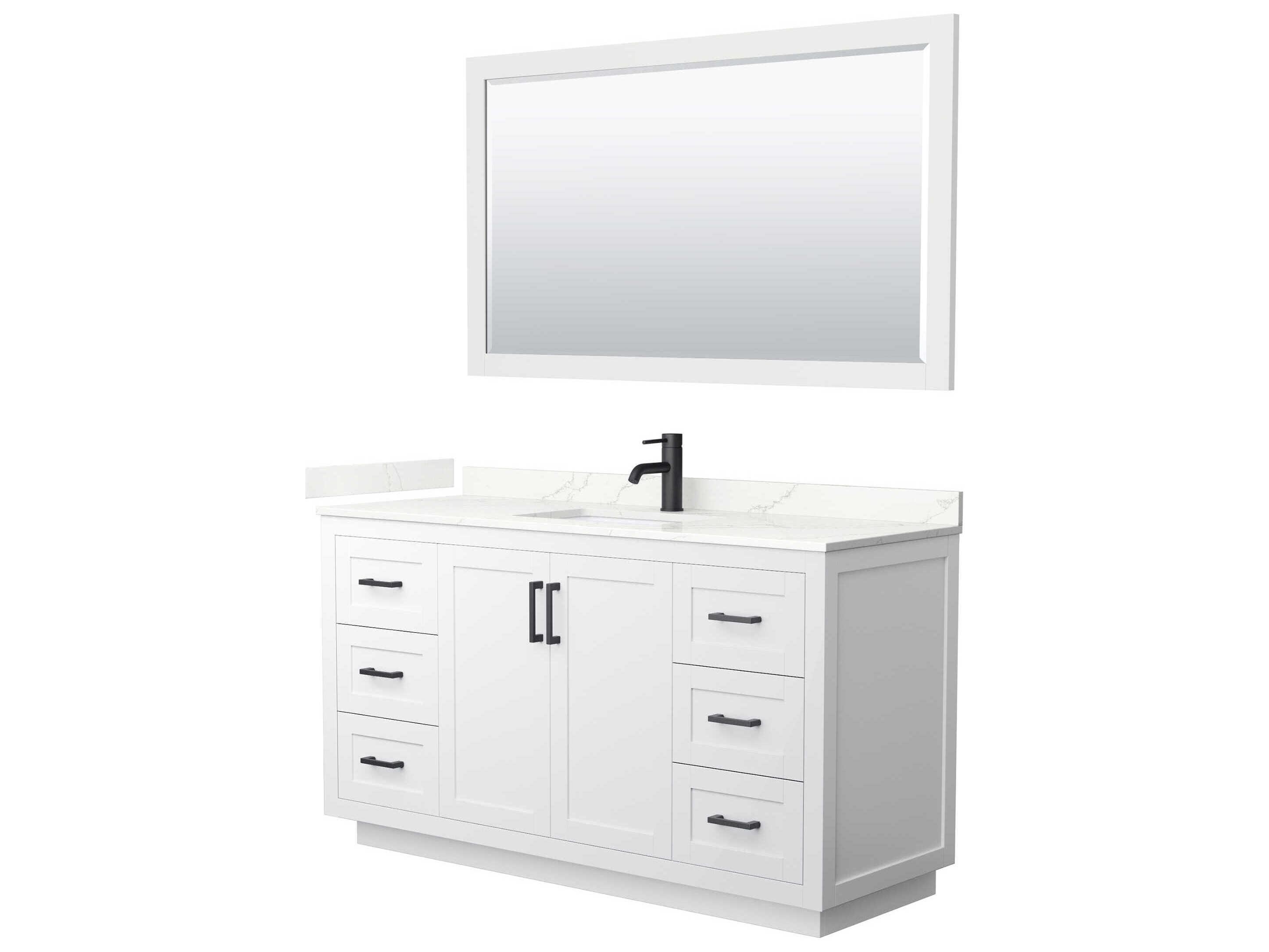Wyndham Collection Miranda 60" White Vanity with 58" Mirror