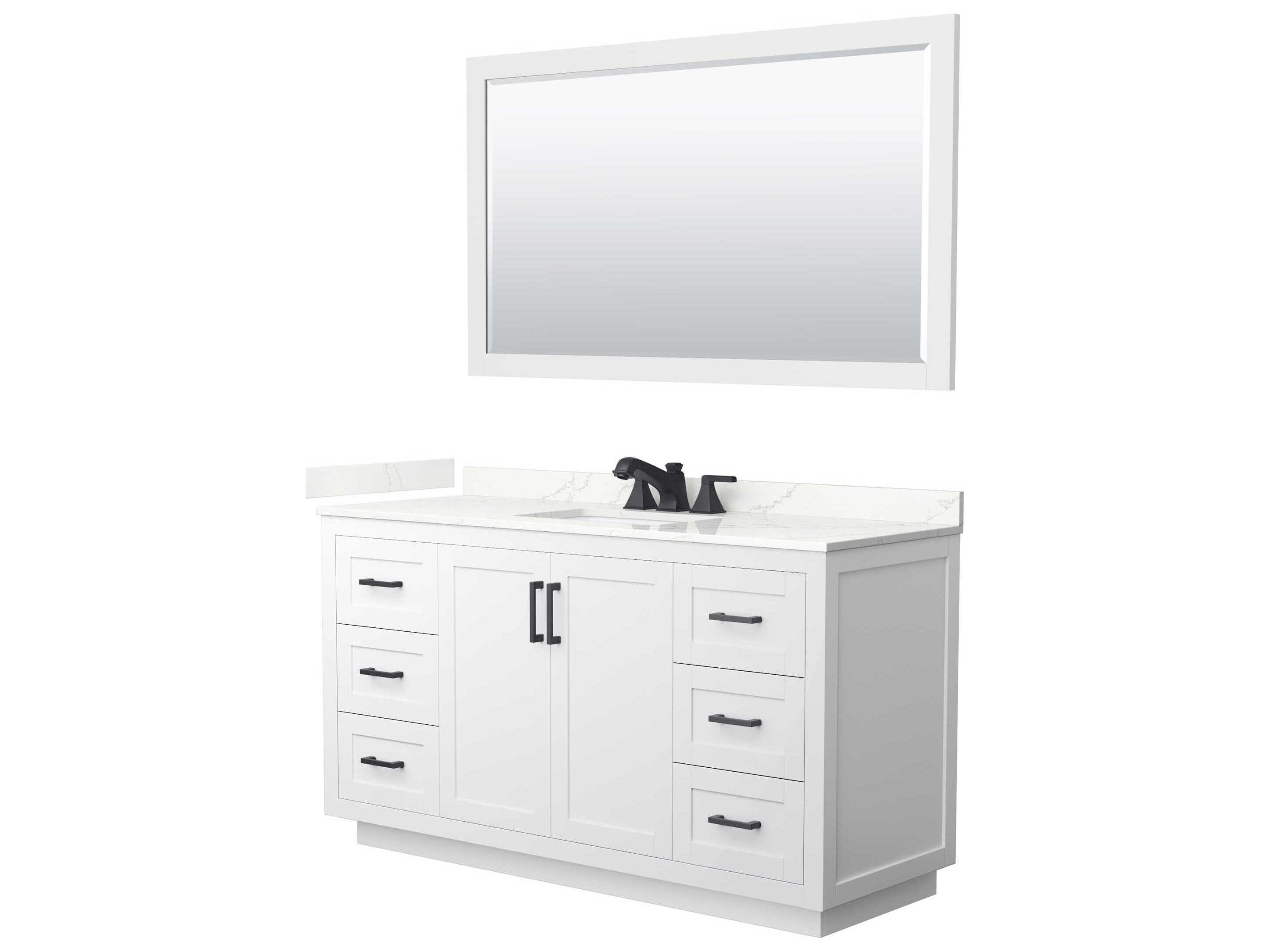 Wyndham Collection Miranda 60" White Vanity with 58" Mirror