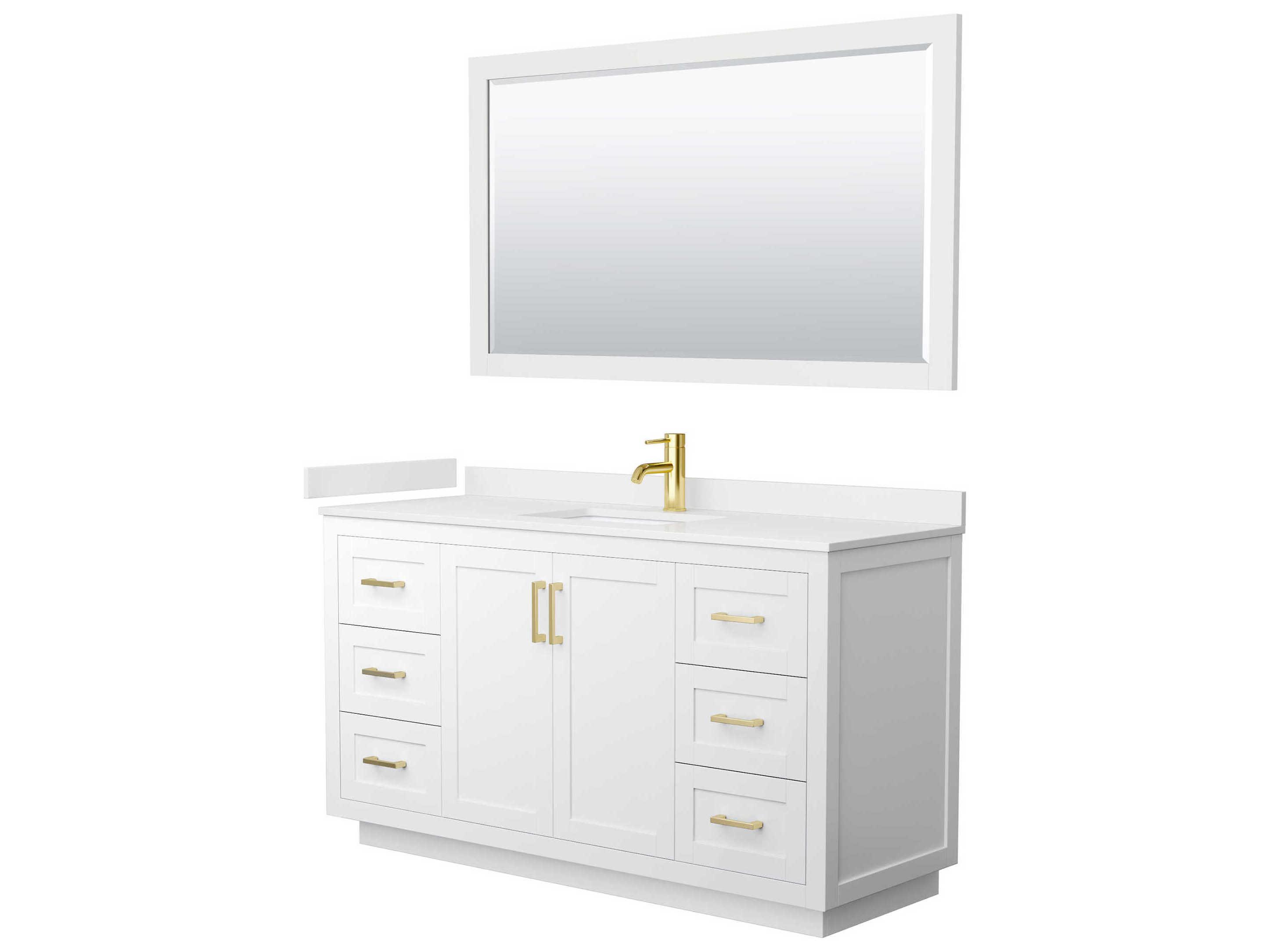 Wyndham Collection Miranda 60" White Vanity with 58" Mirror