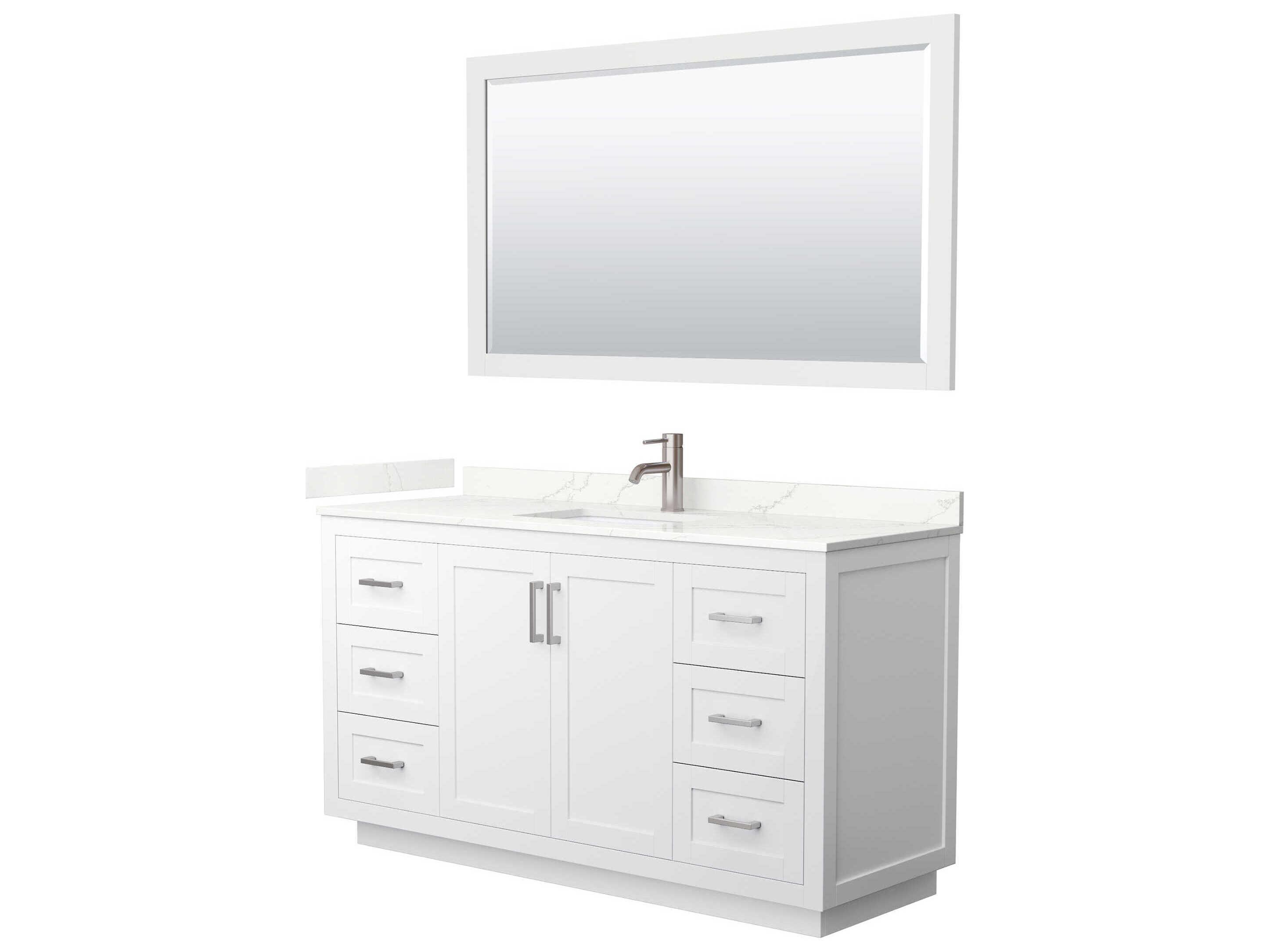 Wyndham Collection Miranda 60" White Vanity with 58" Mirror