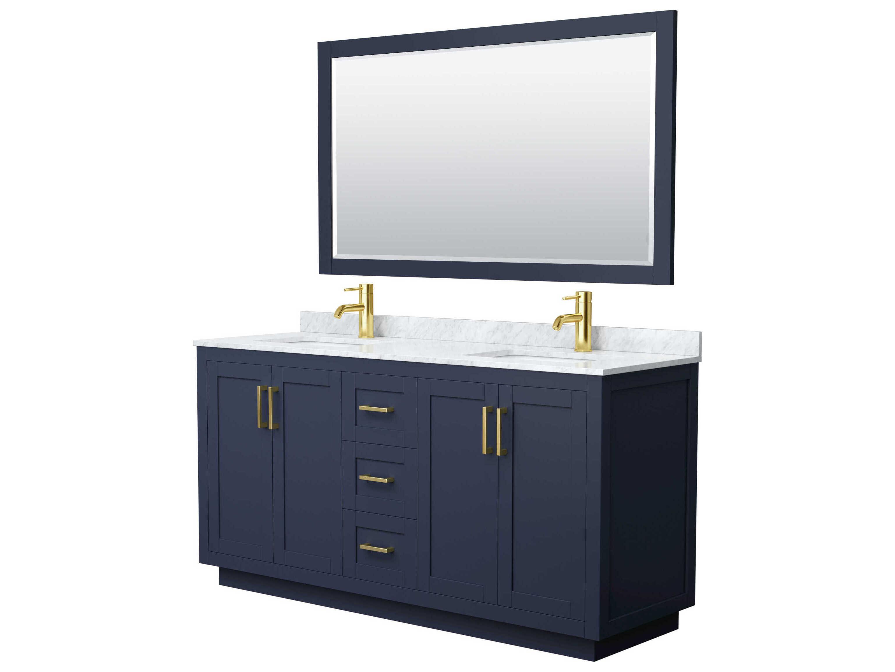 Wyndham Collection Miranda 66" Dark Blue Vanity with 58" Mirror