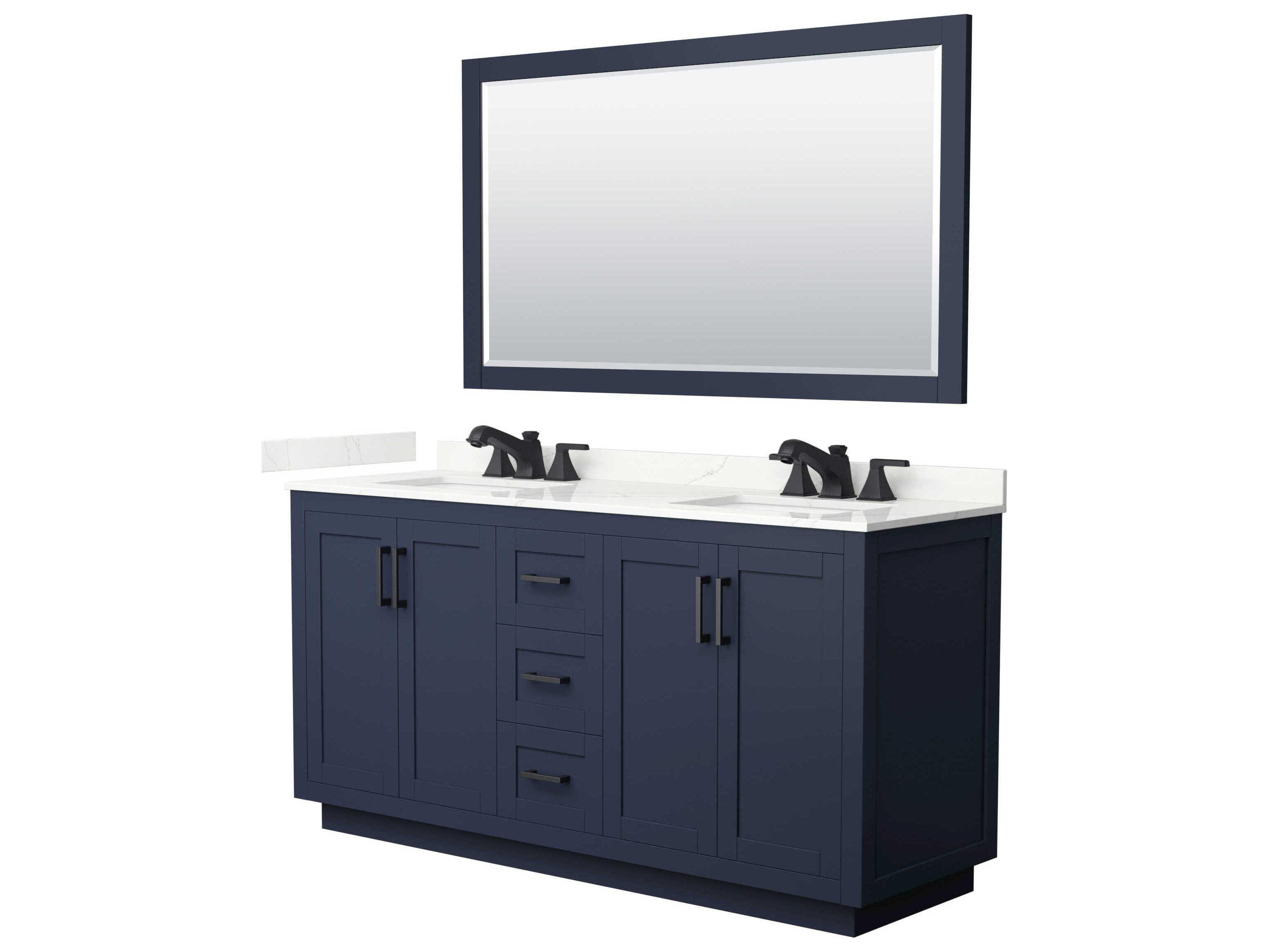 Wyndham Collection Miranda 66" Dark Blue Vanity with 58" Mirror