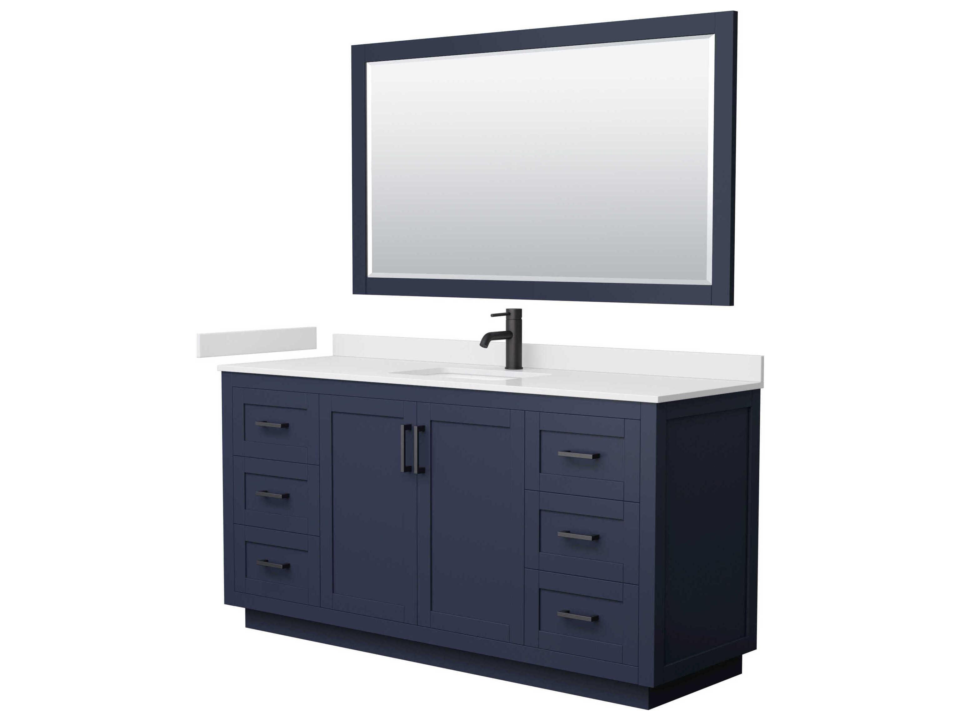 Wyndham Collection Miranda 66" Dark Blue Vanity with 58" Mirror
