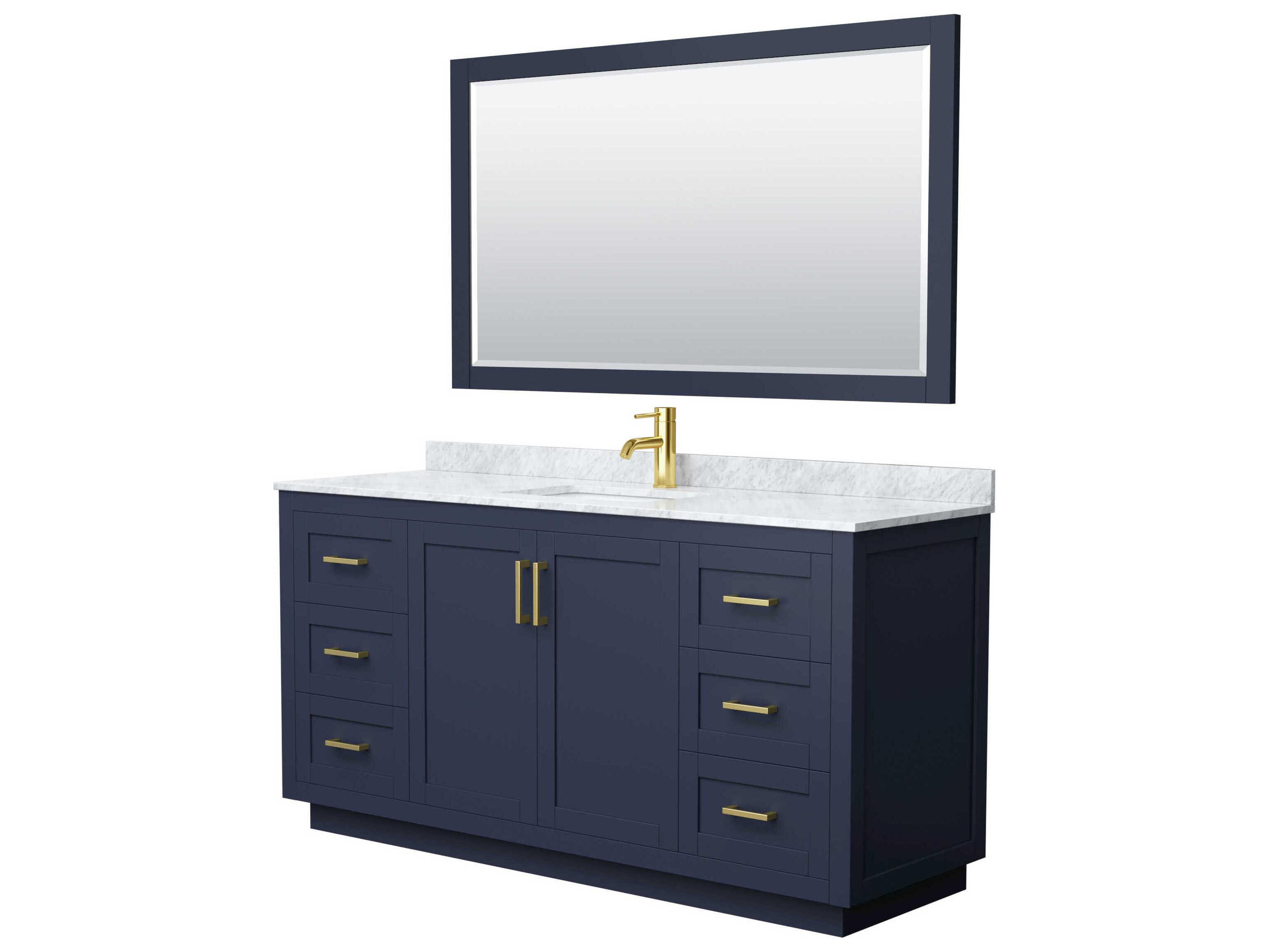 Wyndham Collection Miranda 66" Dark Blue Vanity with 58" Mirror