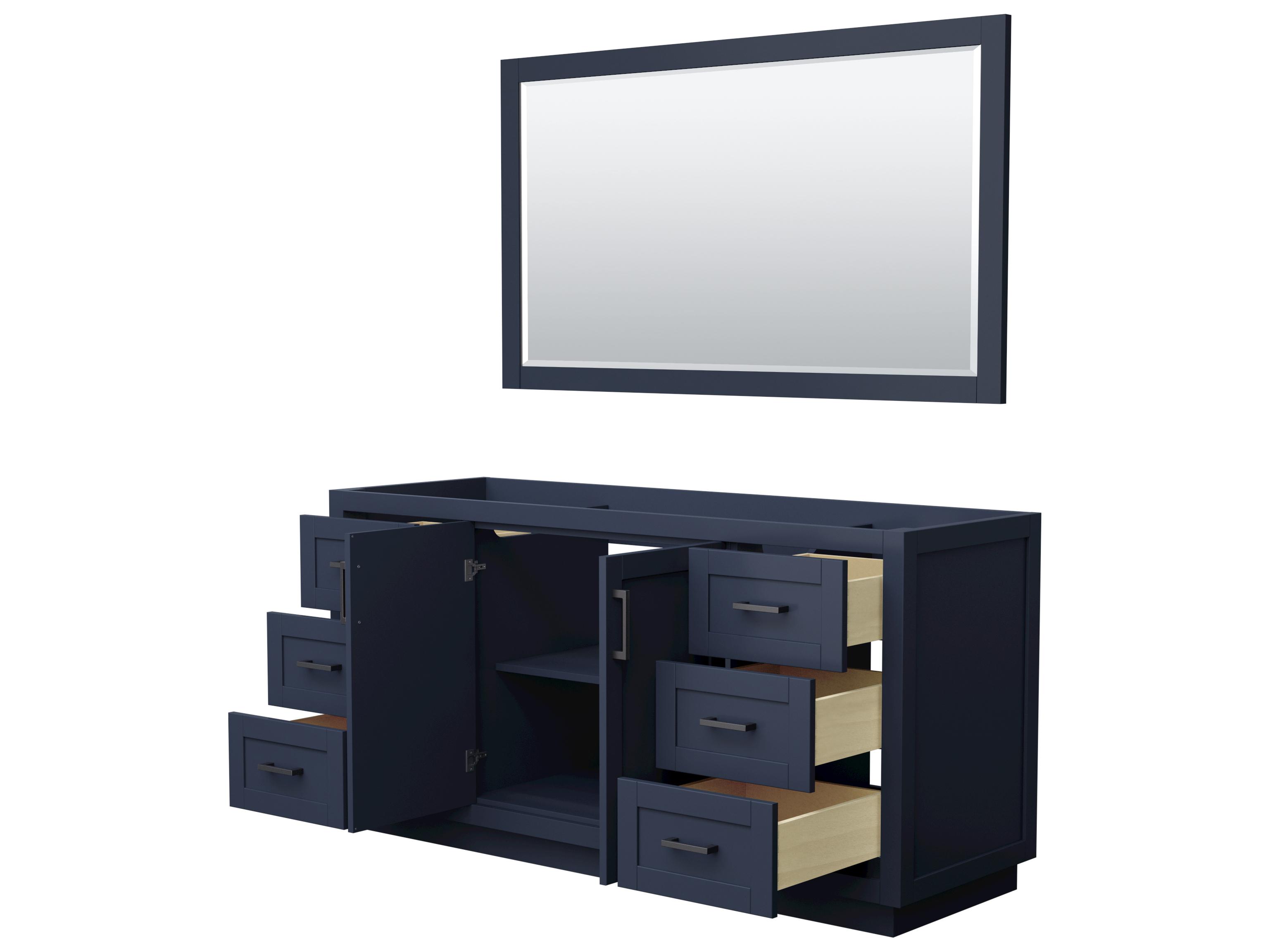 Wyndham Collection Miranda 65" Dark Blue Vanity with 58" Mirror