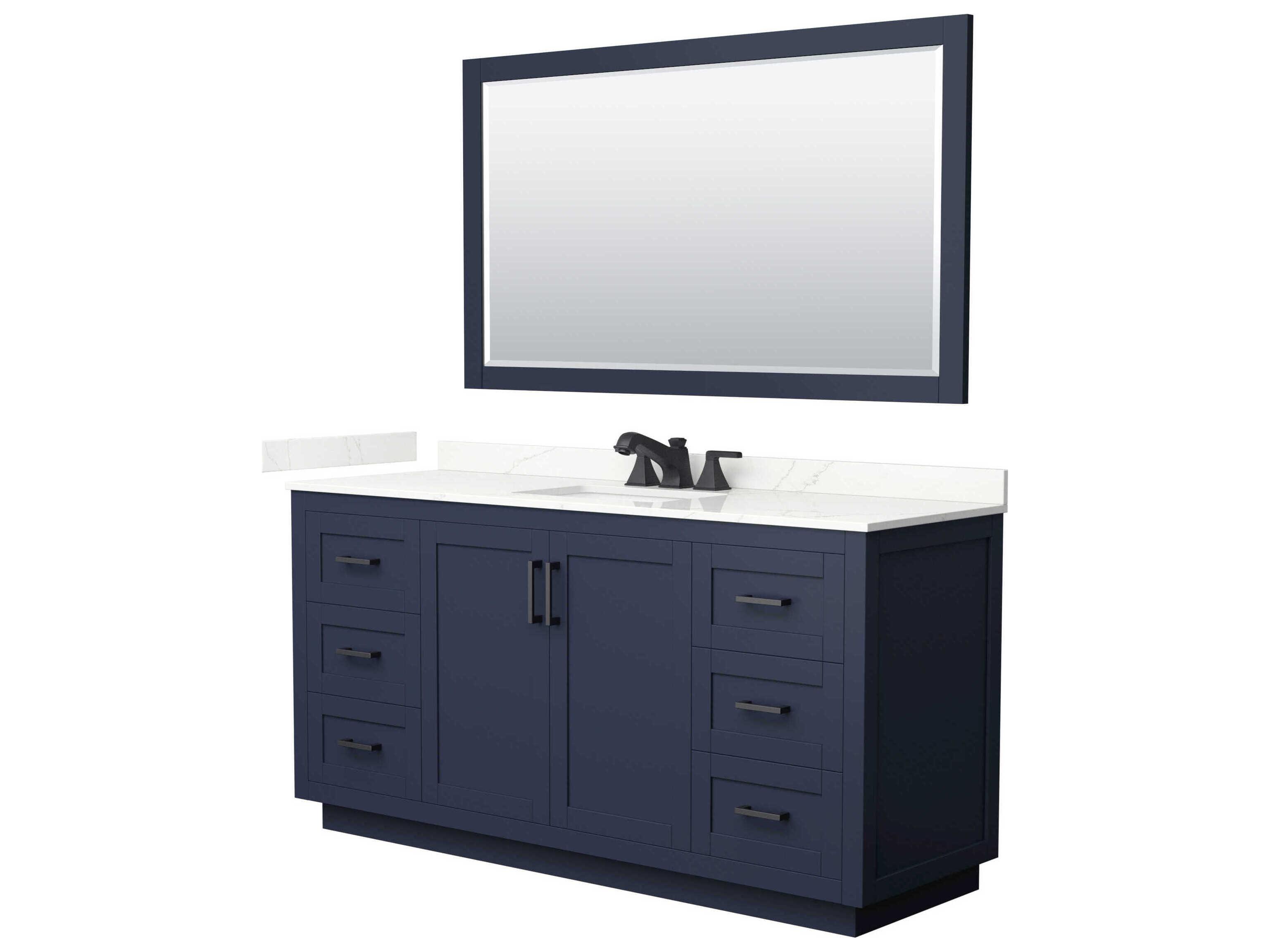 Wyndham Collection Miranda 66" Dark Blue Vanity with 58" Mirror
