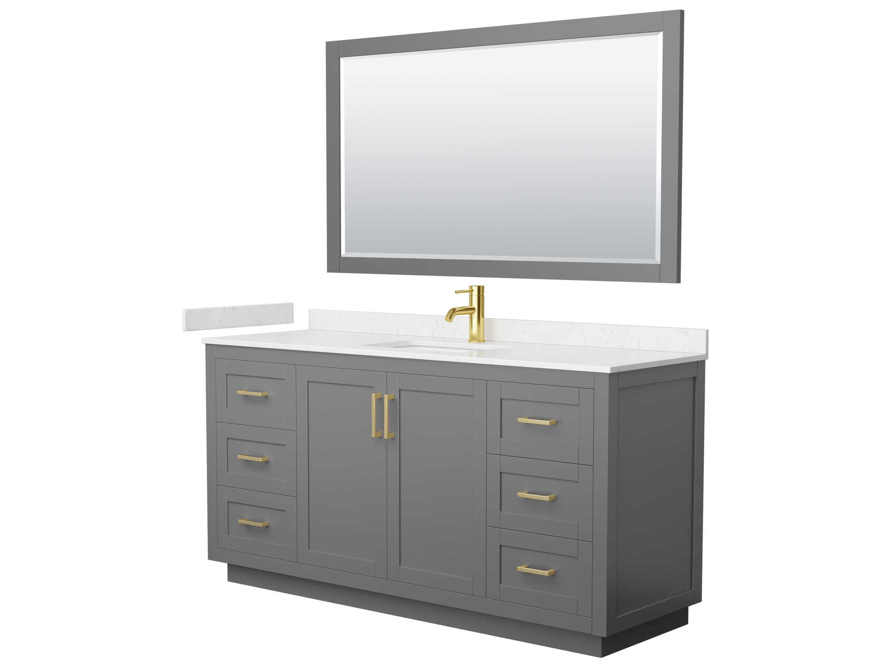 Wyndham Collection Miranda 66" Dark Gray Vanity with 58" Mirror