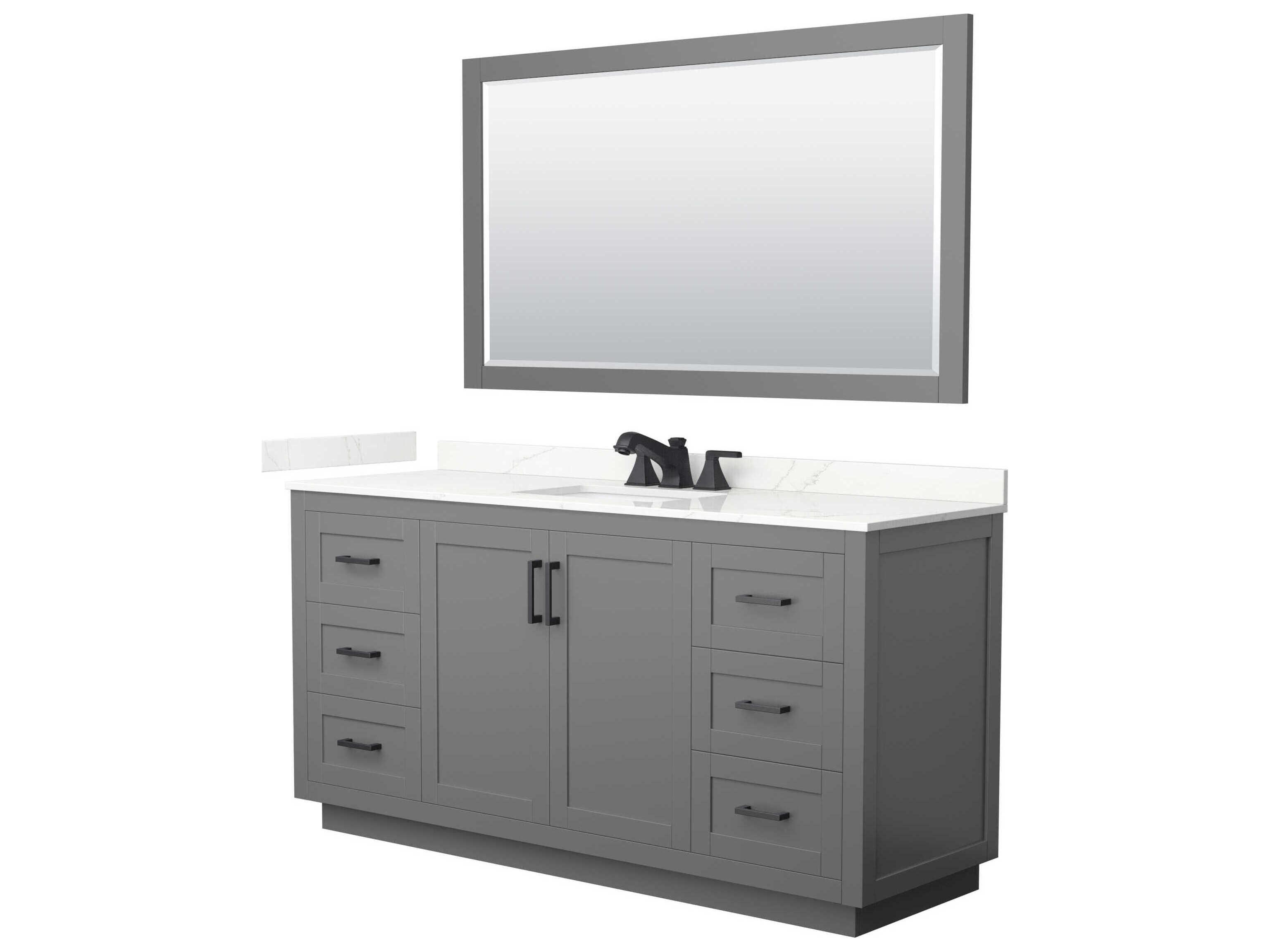 Wyndham Collection Miranda 66" Dark Gray Vanity with 58" Mirror