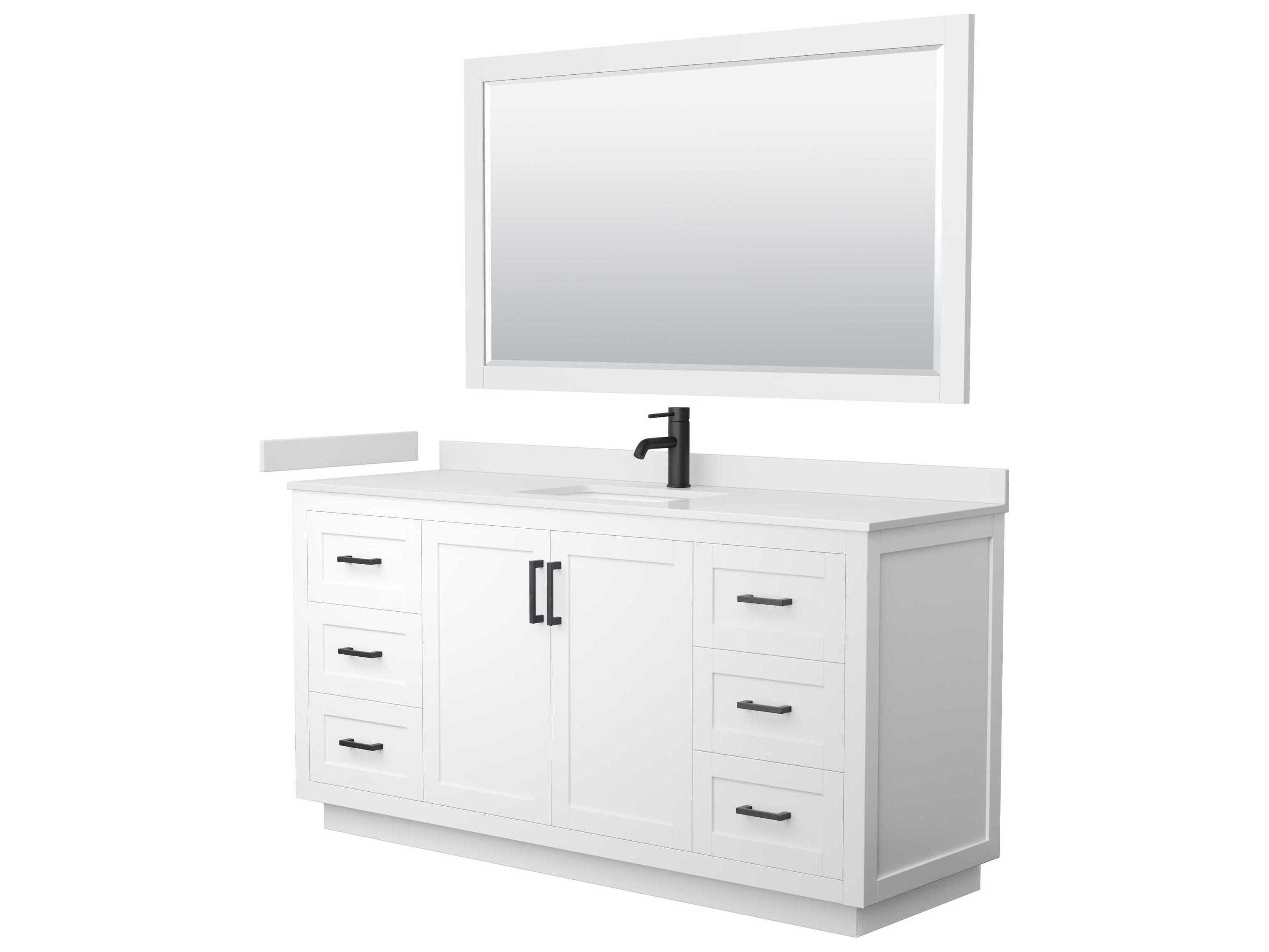 Wyndham Collection Miranda 66" White Vanity with 58" Mirror
