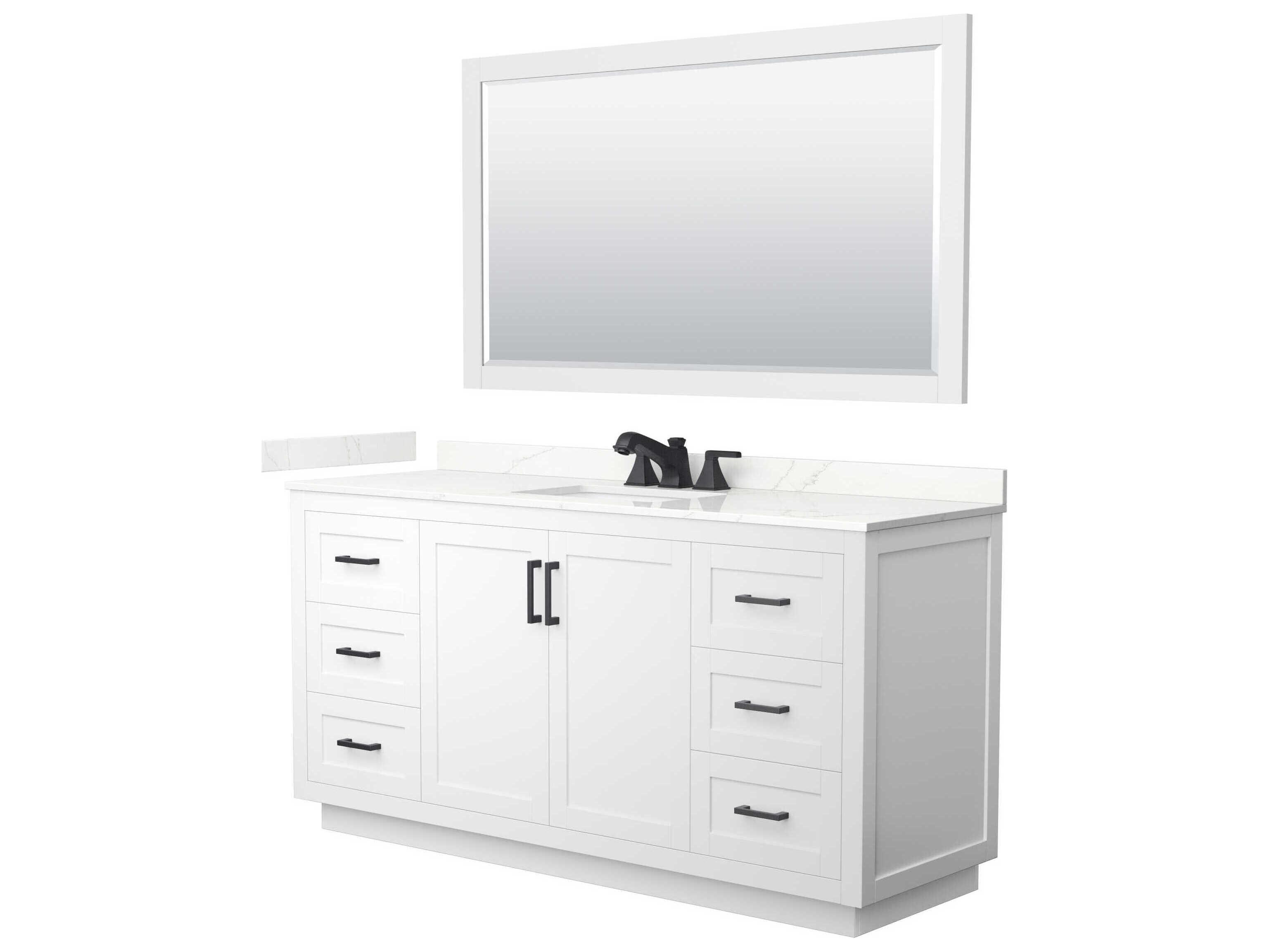 Wyndham Collection Miranda 66" White Vanity with 58" Mirror