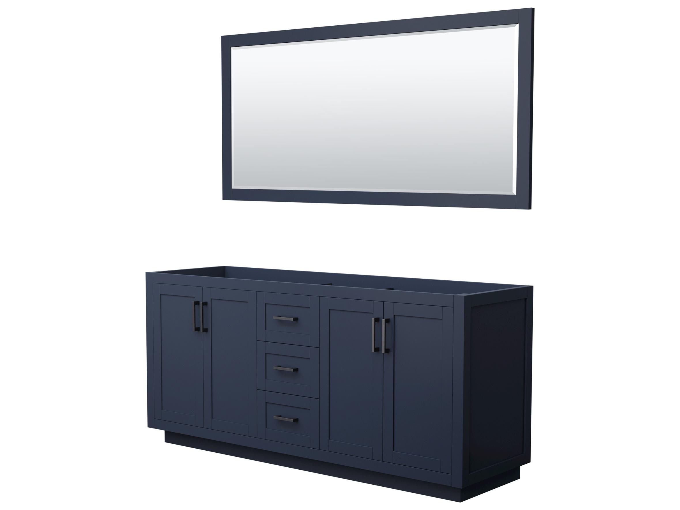 Wyndham Collection Miranda 71" Dark Blue Vanity with 70" Mirror