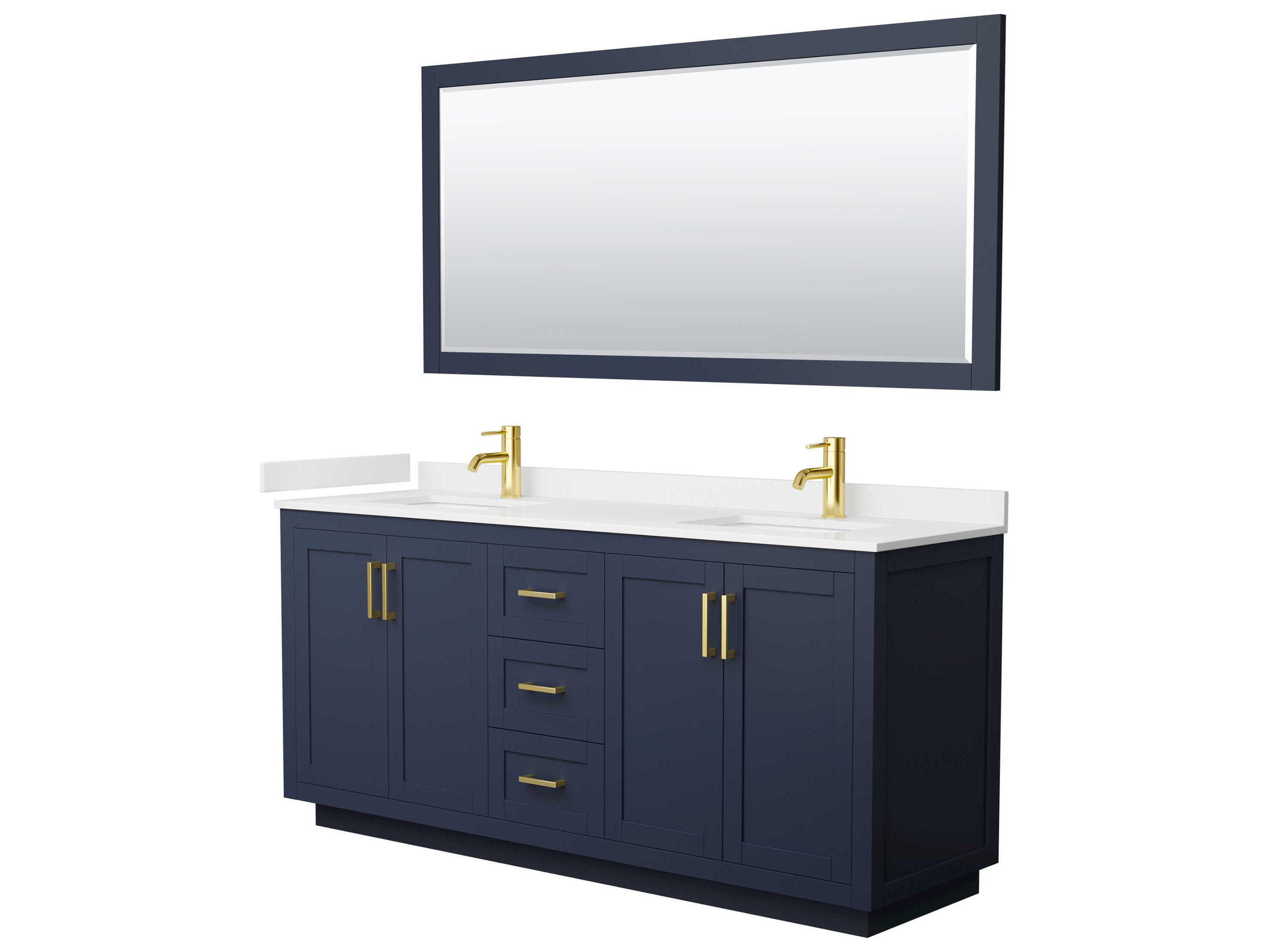 Wyndham Collection Miranda 72" Dark Blue Vanity with 70" Mirror