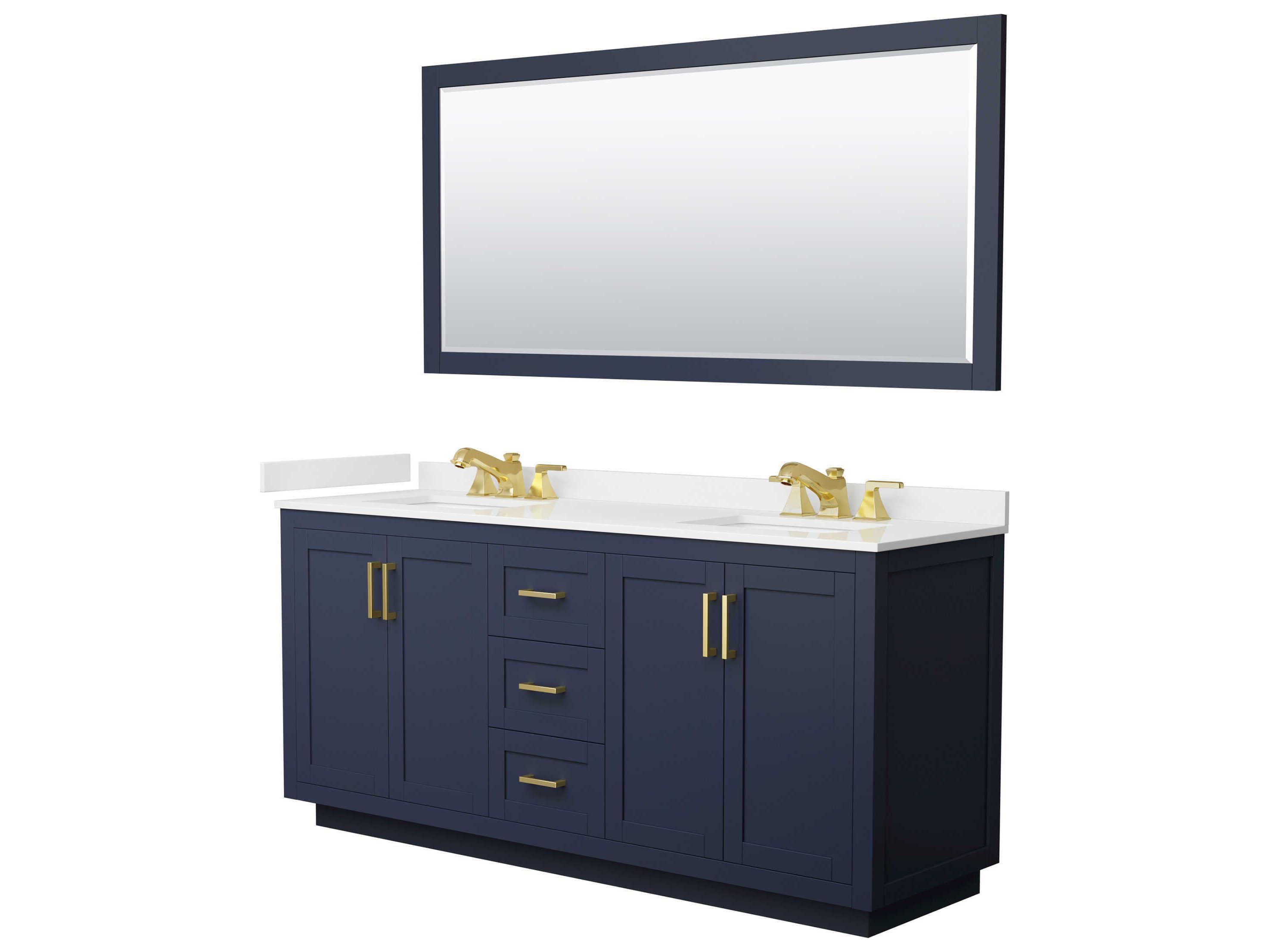 Wyndham Collection Miranda 72" Dark Blue Vanity with 70" Mirror