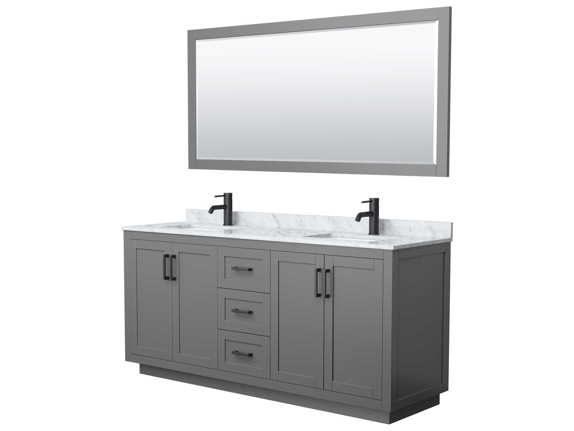 Wyndham Collection Miranda 72" Dark Gray Vanity with 70" Mirror