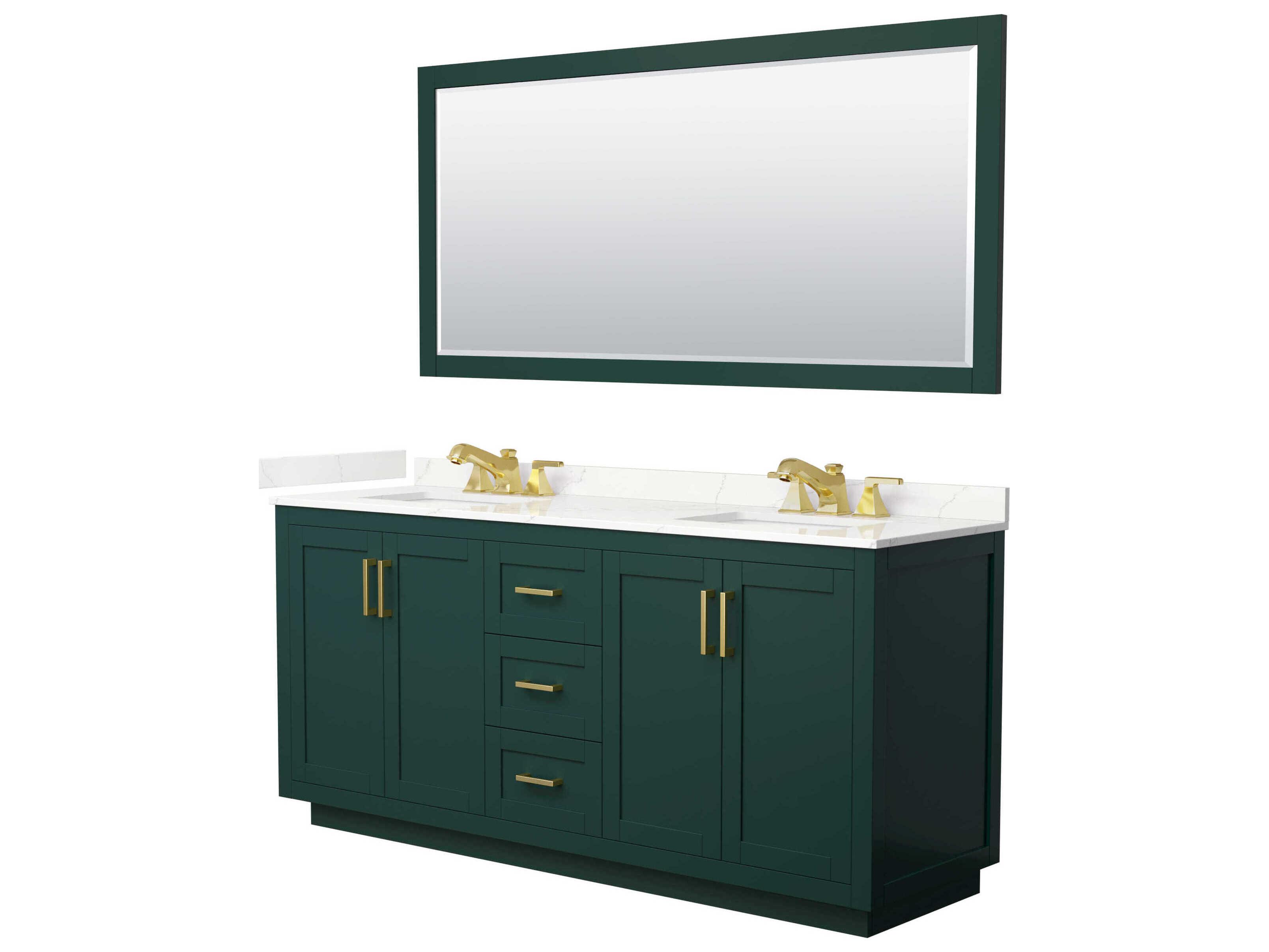 Wyndham Collection Miranda 72" Green Vanity with 70" Mirror