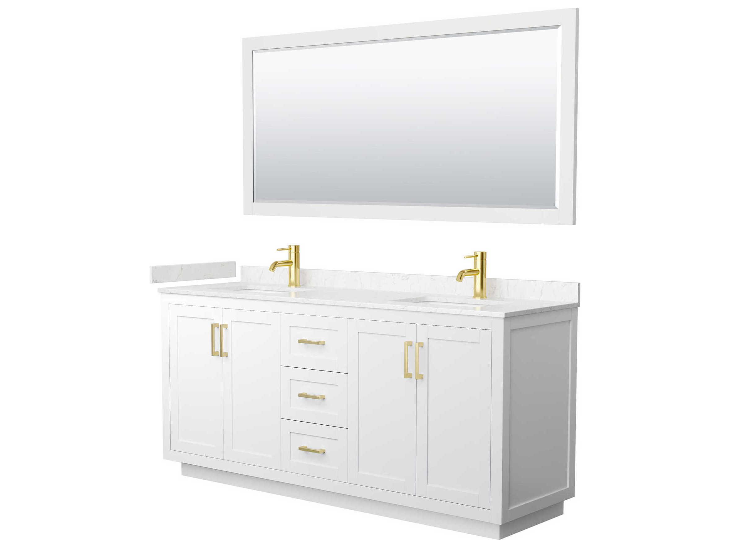 Wyndham Collection Miranda 72" White Vanity with 70" Mirror