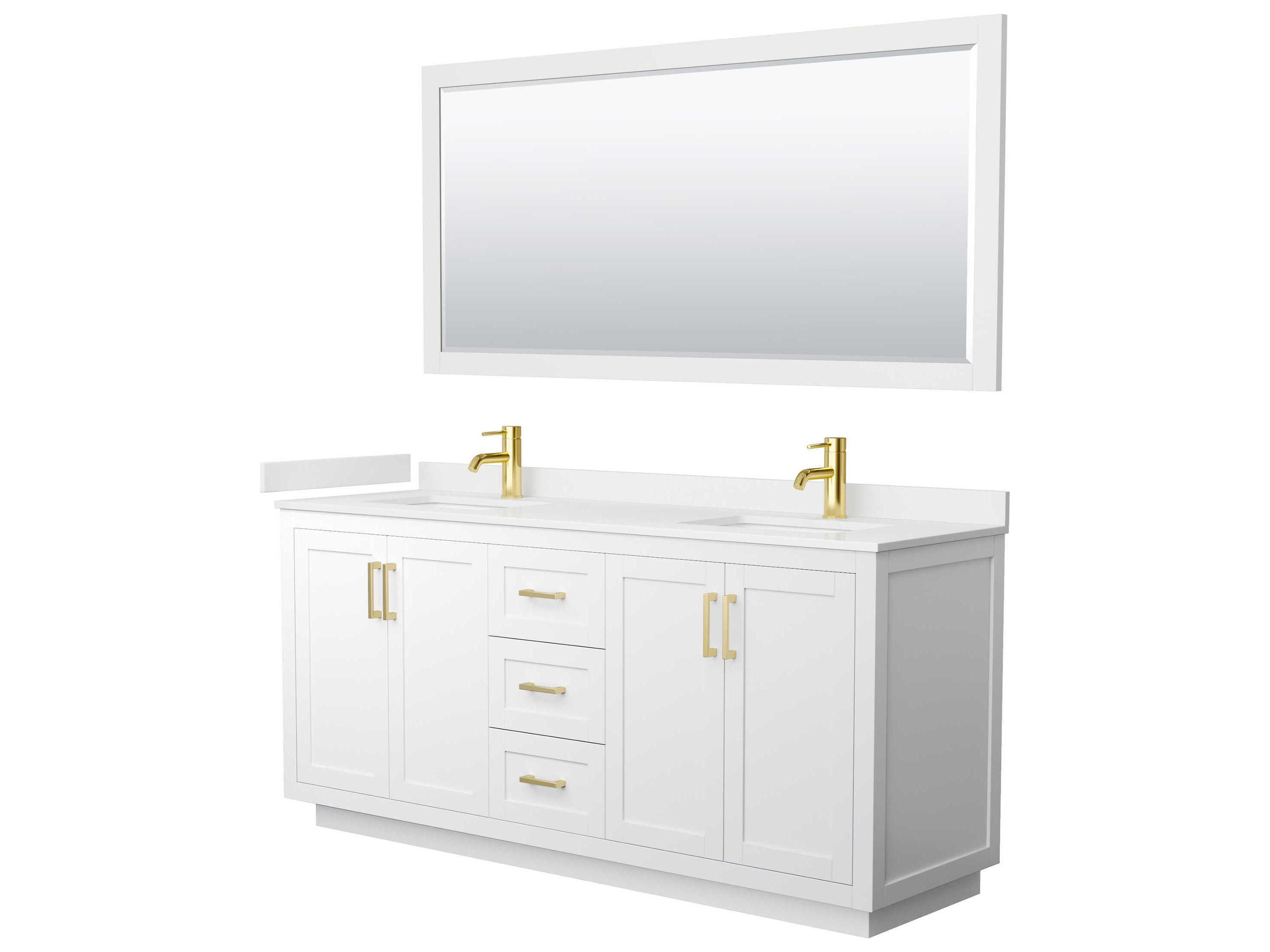 Wyndham Collection Miranda 72" White Vanity with 70" Mirror
