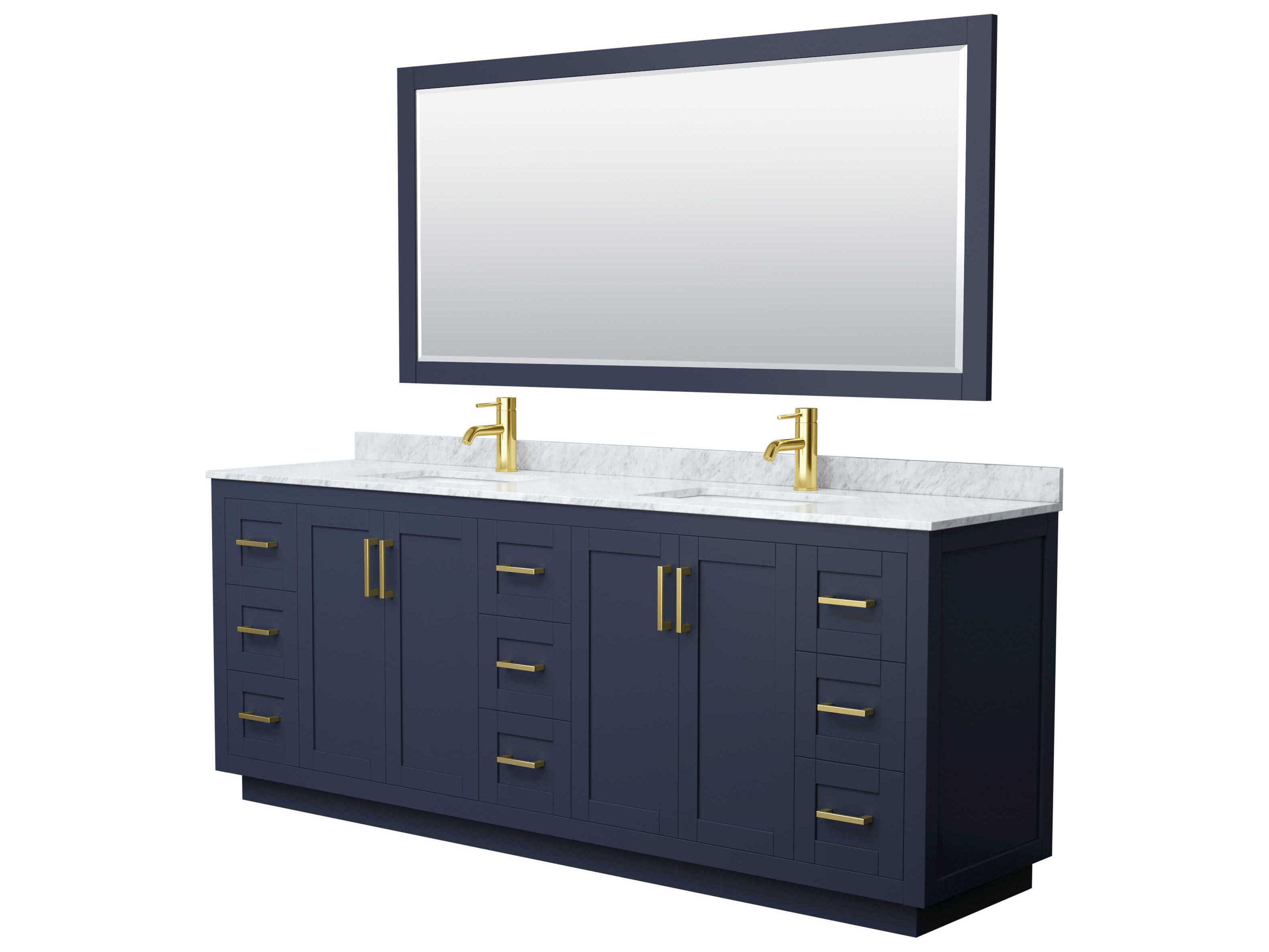 Wyndham Collection Miranda 84" Dark Blue Vanity with 70" Mirror
