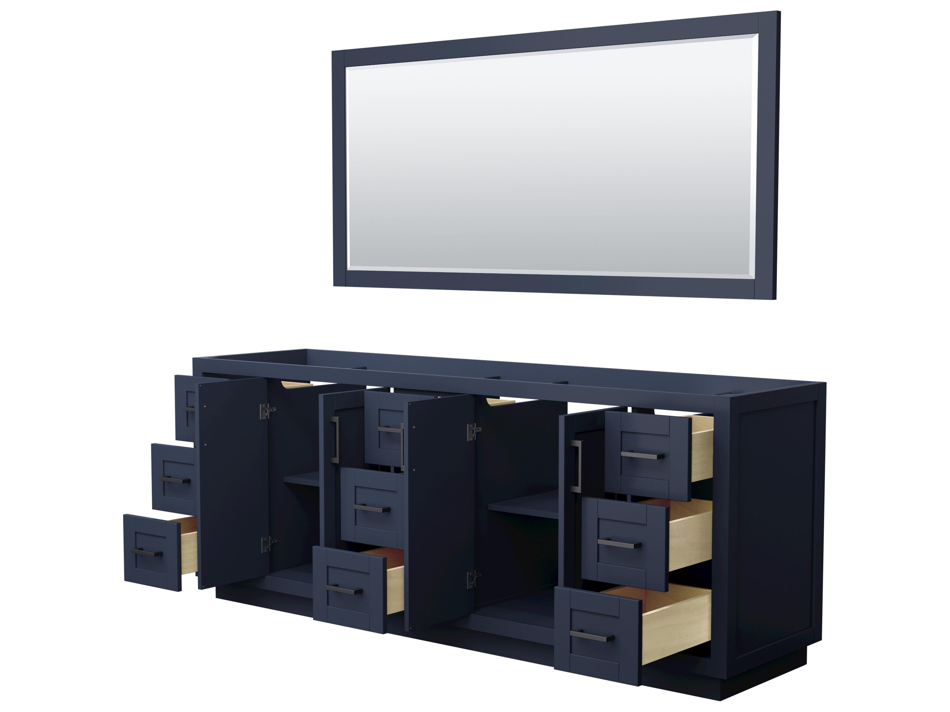 Wyndham Collection Miranda 83" Dark Blue Vanity with 70" Mirror