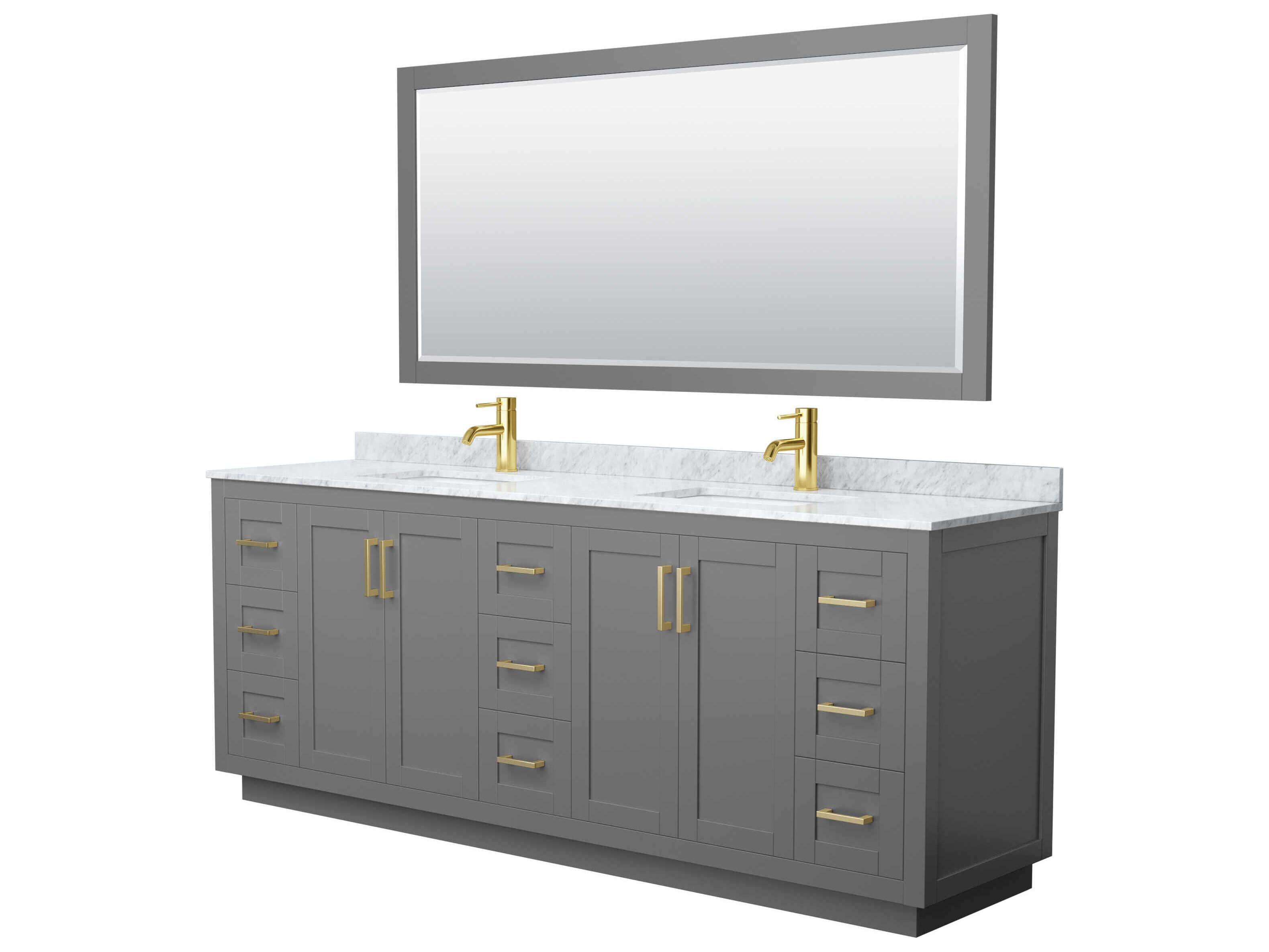 Wyndham Collection Miranda 84" Dark Gray Vanity with 70" Mirror