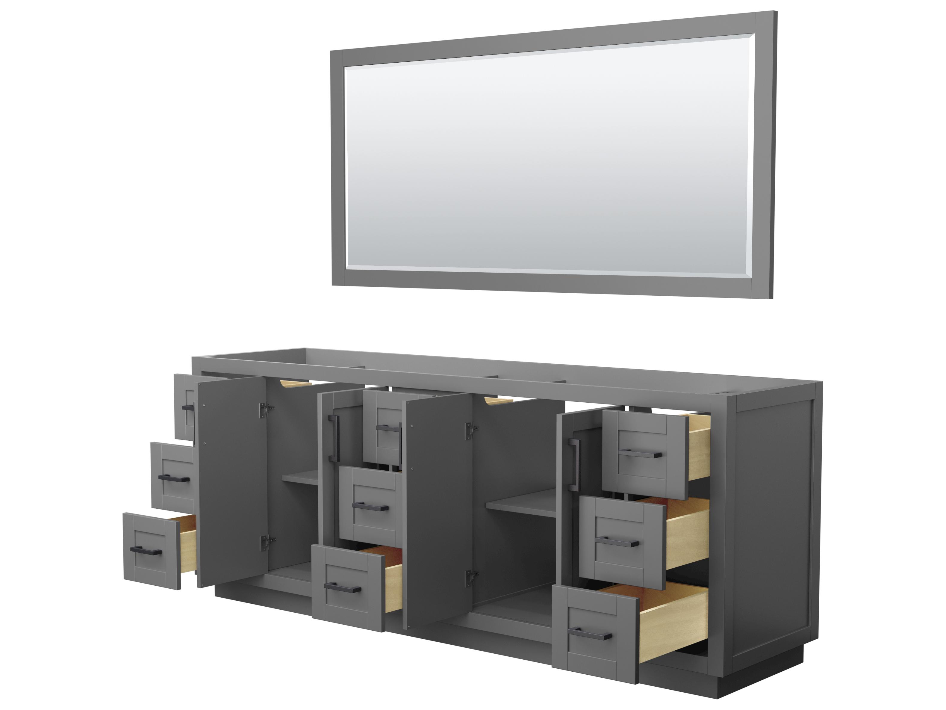 Wyndham Collection Miranda 83" Dark Gray Vanity with 70" Mirror
