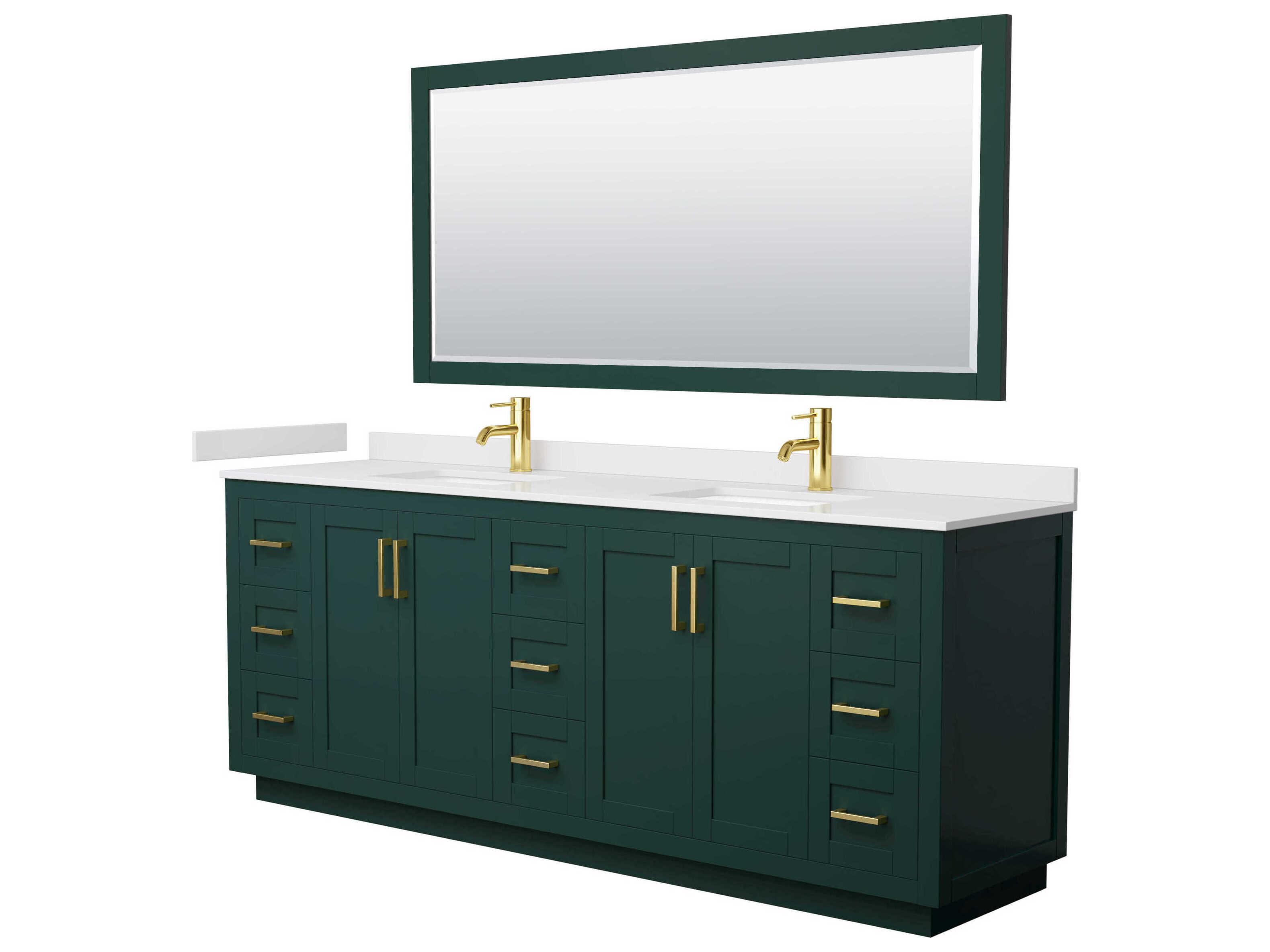 Wyndham Collection Miranda 84" Green Vanity with 70" Mirror