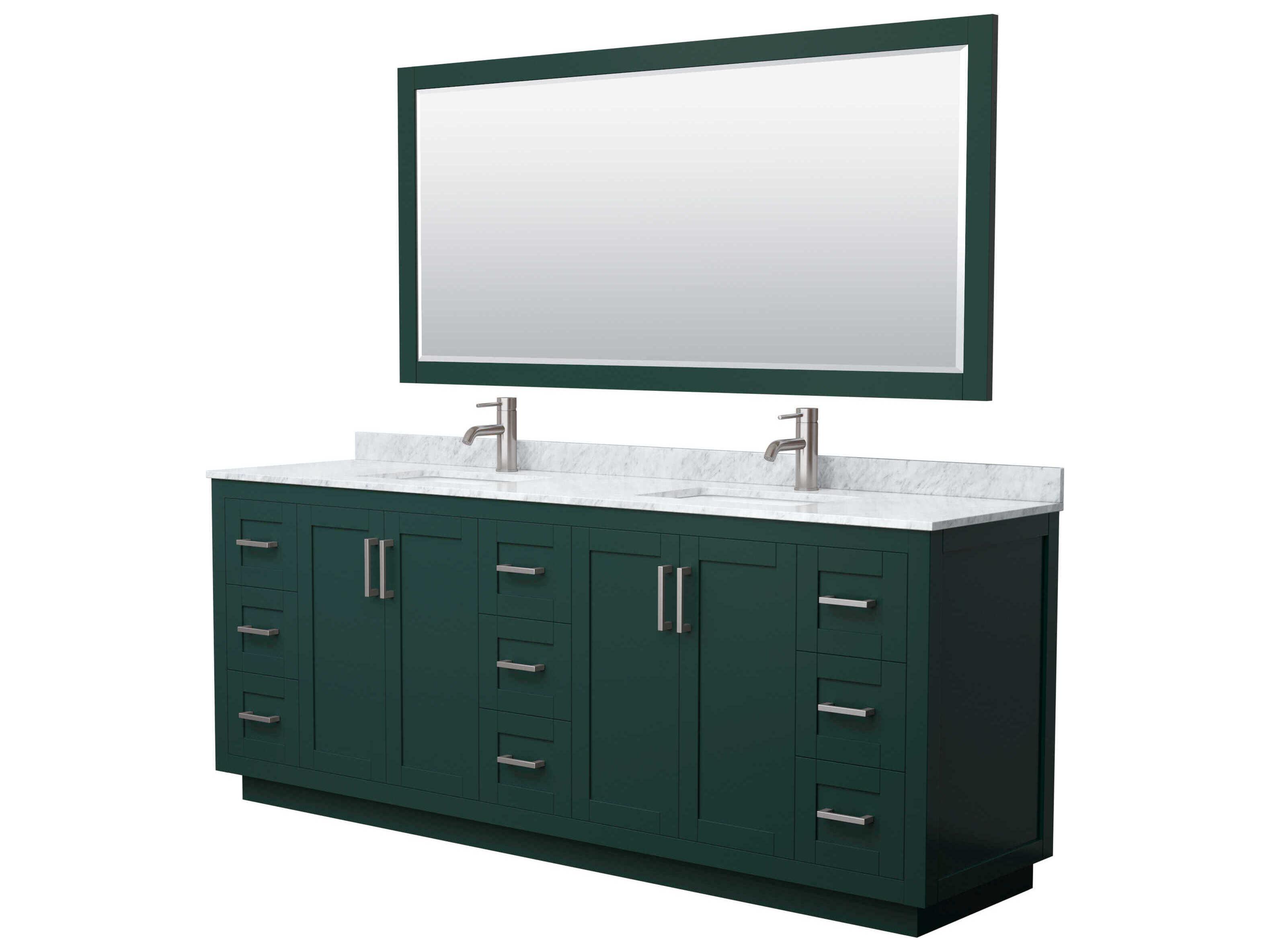 Wyndham Collection Miranda 84" Green Vanity with 70" Mirror