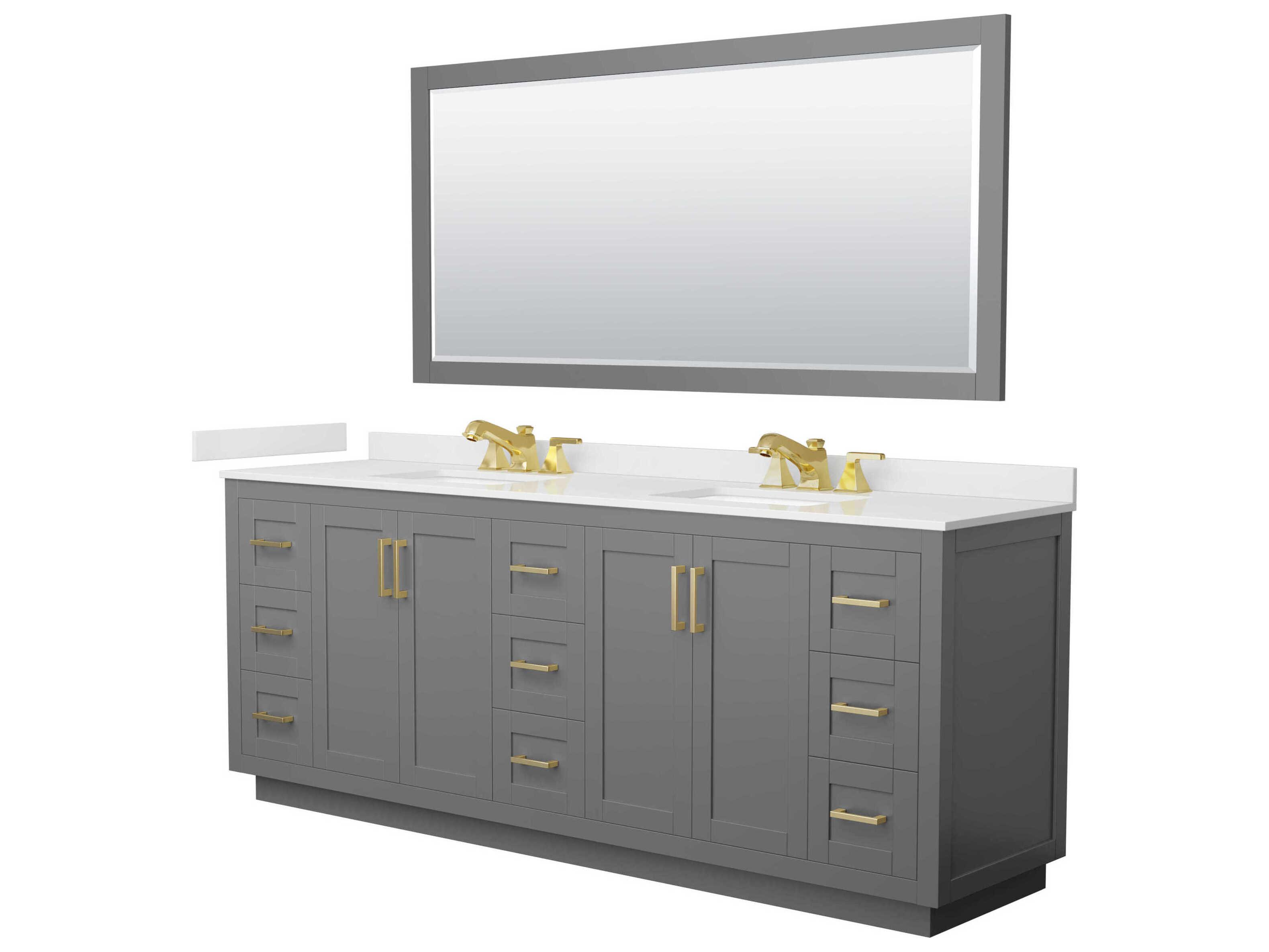 Wyndham Collection Miranda 84" Dark Gray Vanity with 70" Mirror