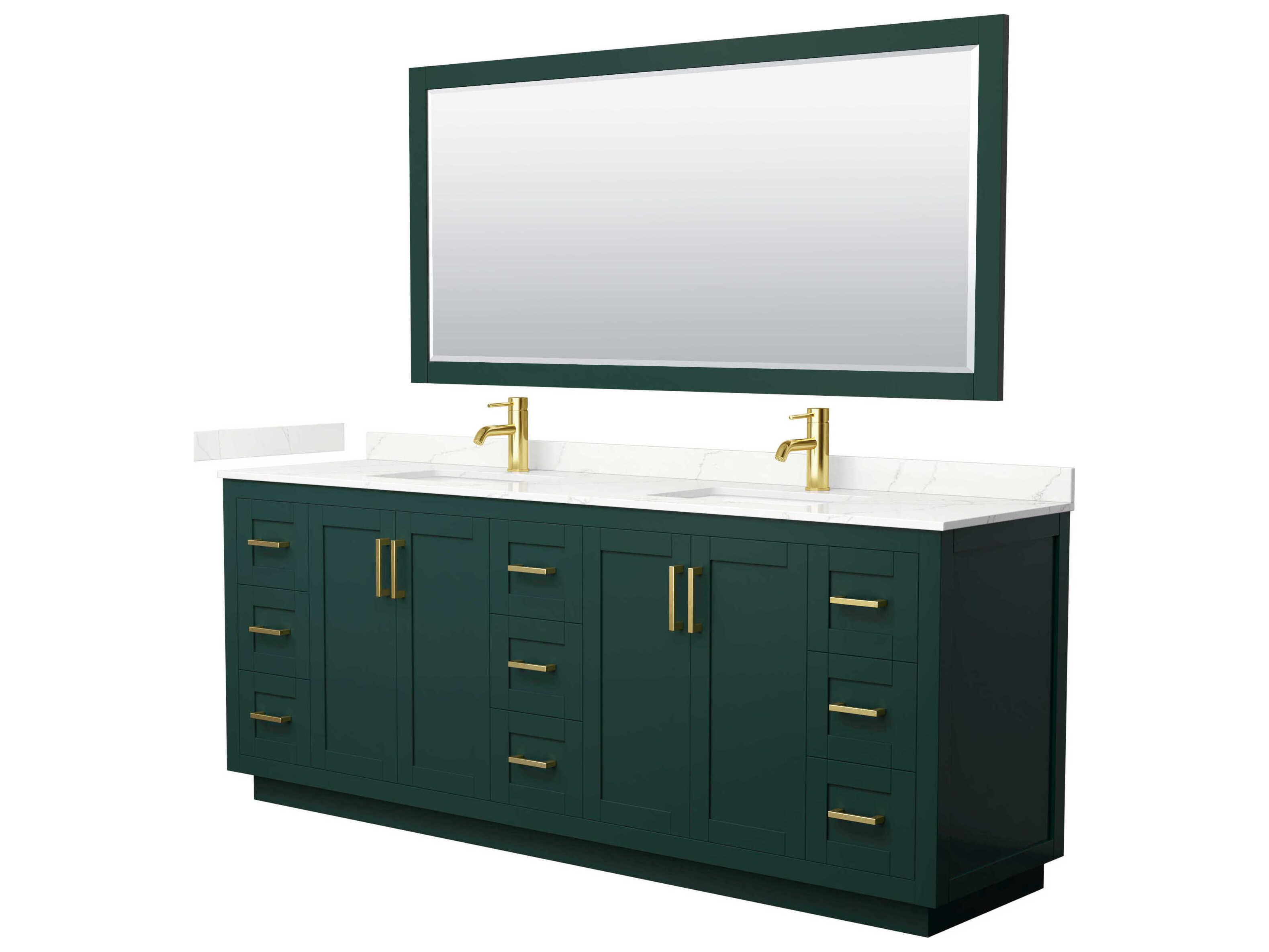 Wyndham Collection Miranda 84" Green Vanity with 70" Mirror