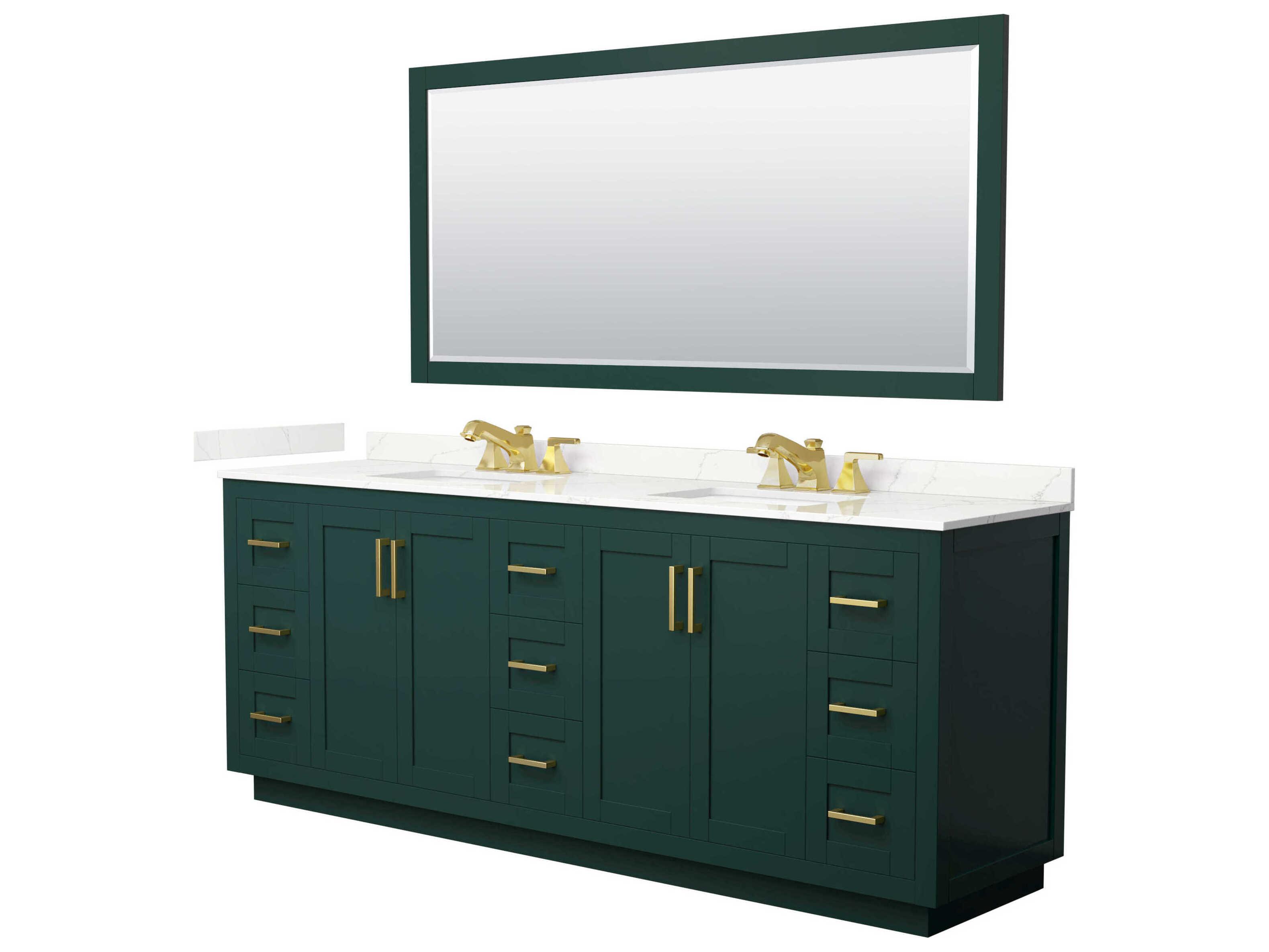 Wyndham Collection Miranda 84" Green Vanity with 70" Mirror