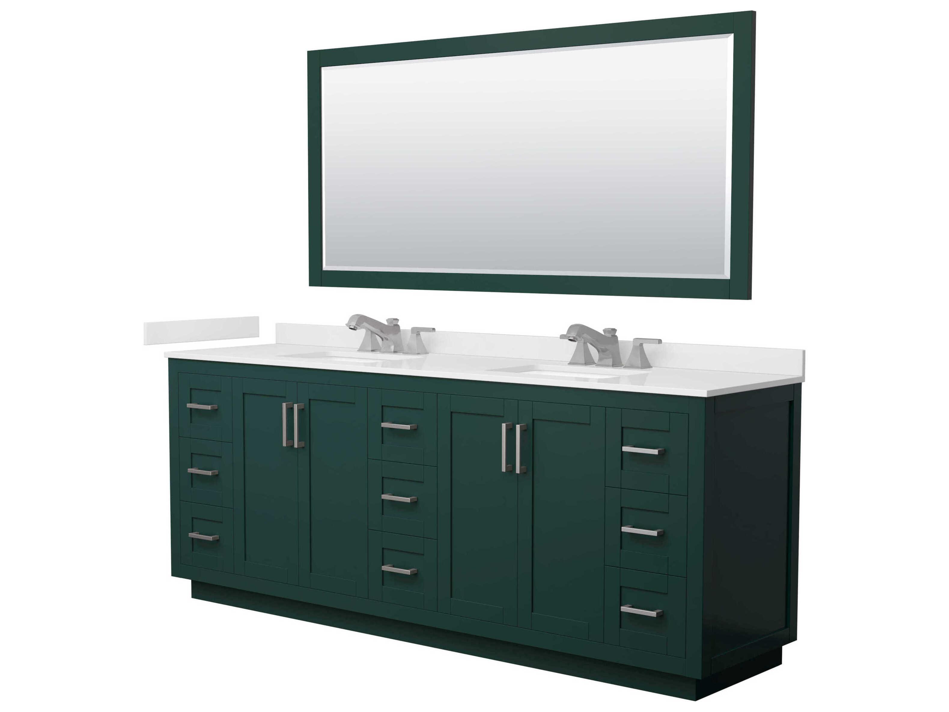 Wyndham Collection Miranda 84" Green Vanity with 70" Mirror