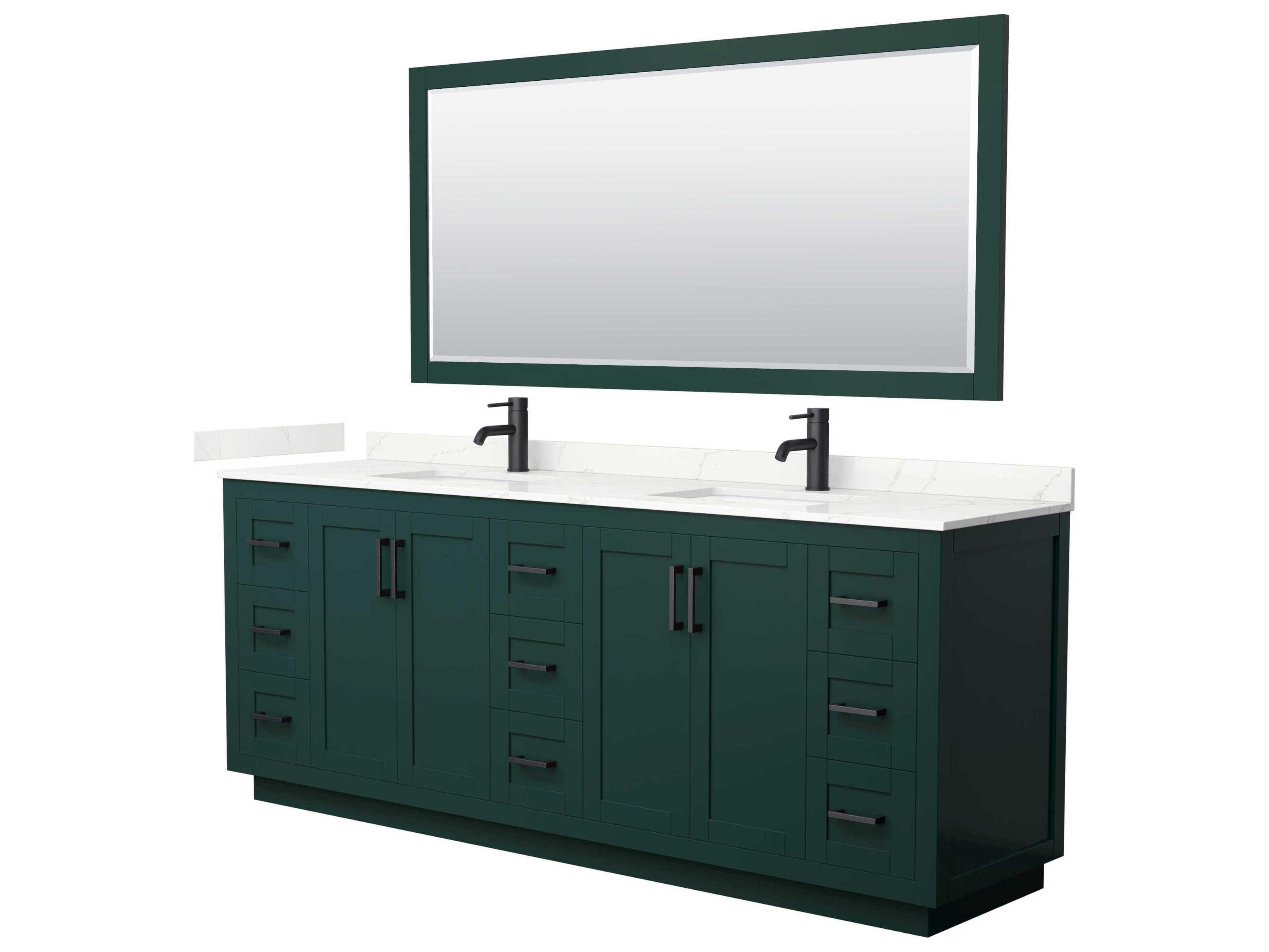 Wyndham Collection Miranda 84" Green Vanity with 70" Mirror