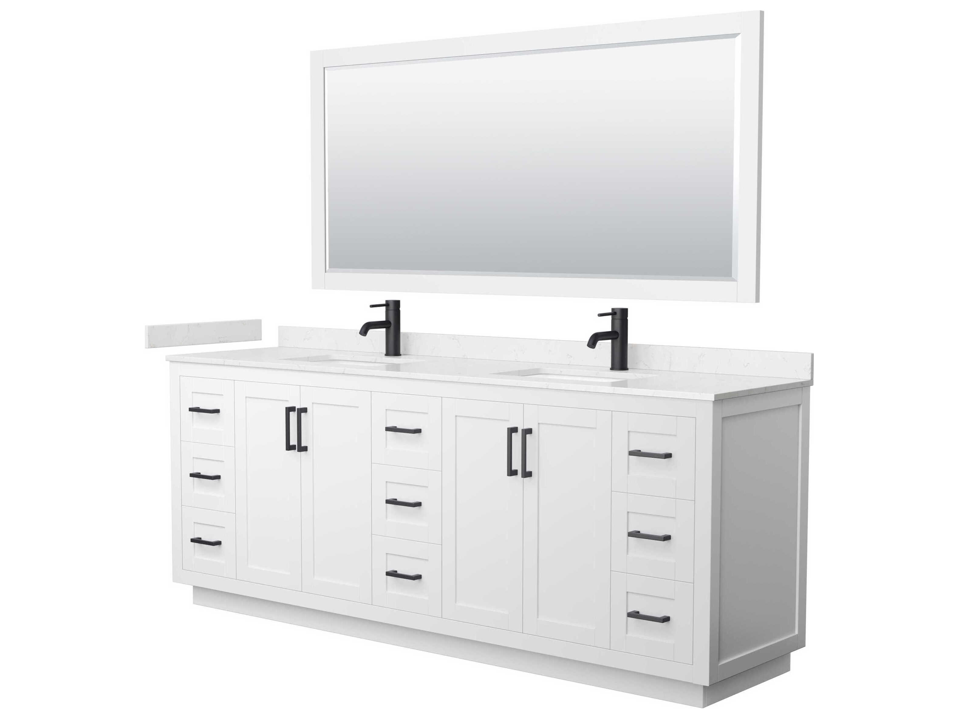 Wyndham Collection Miranda 84" White Vanity with 70" Mirror
