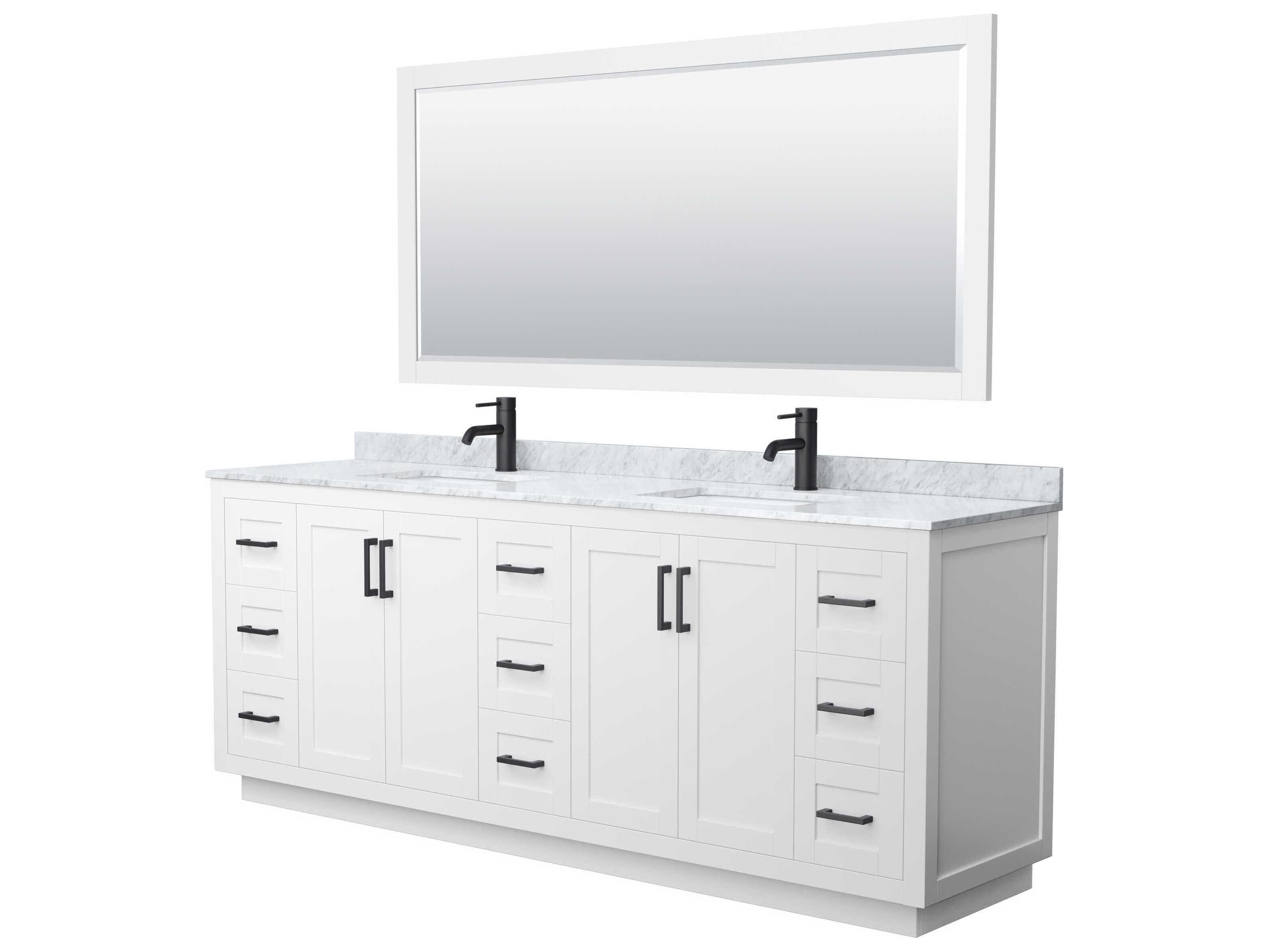 Wyndham Collection Miranda 84" White Vanity with 70" Mirror