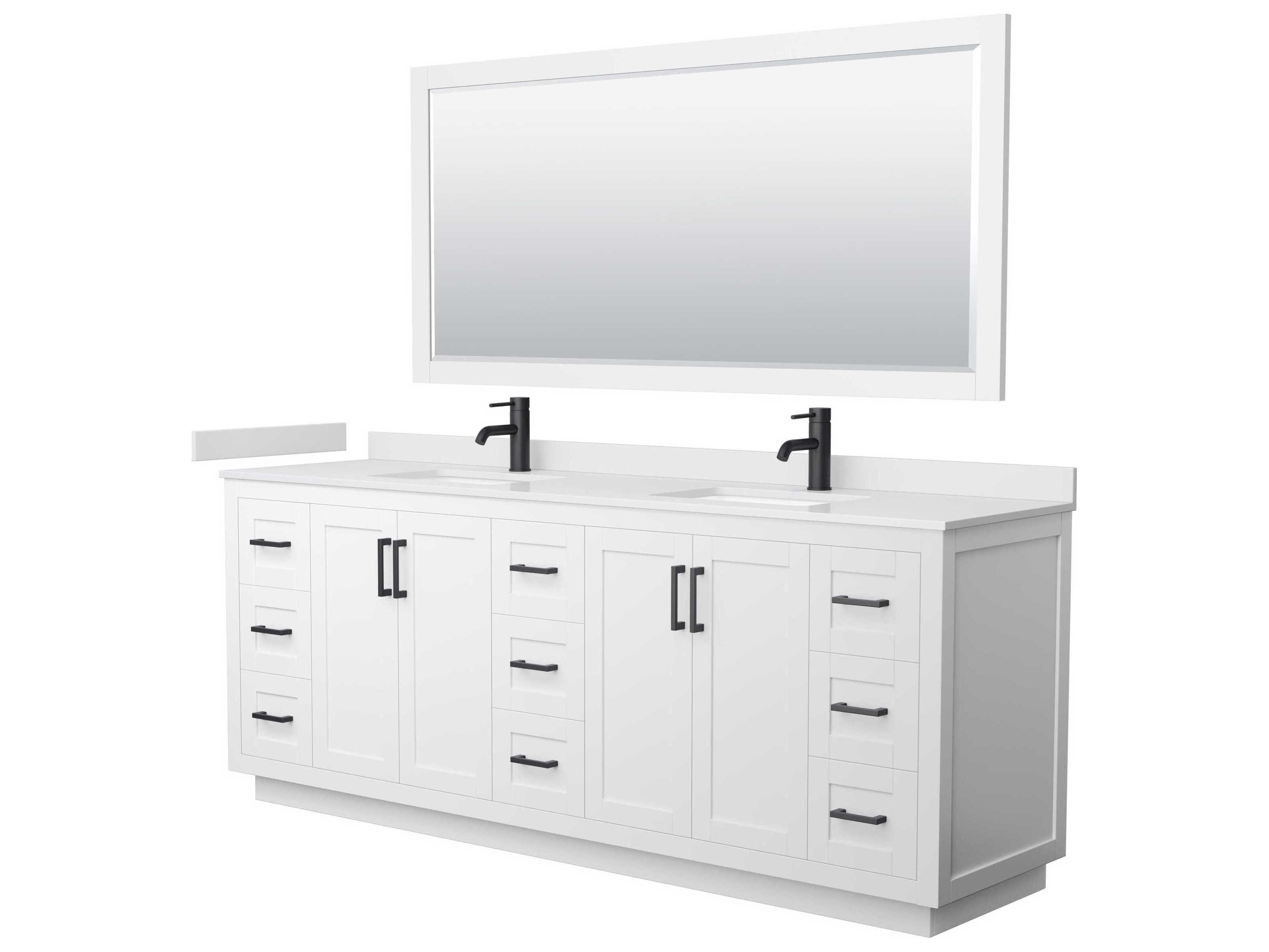 Wyndham Collection Miranda 84" White Vanity with 70" Mirror