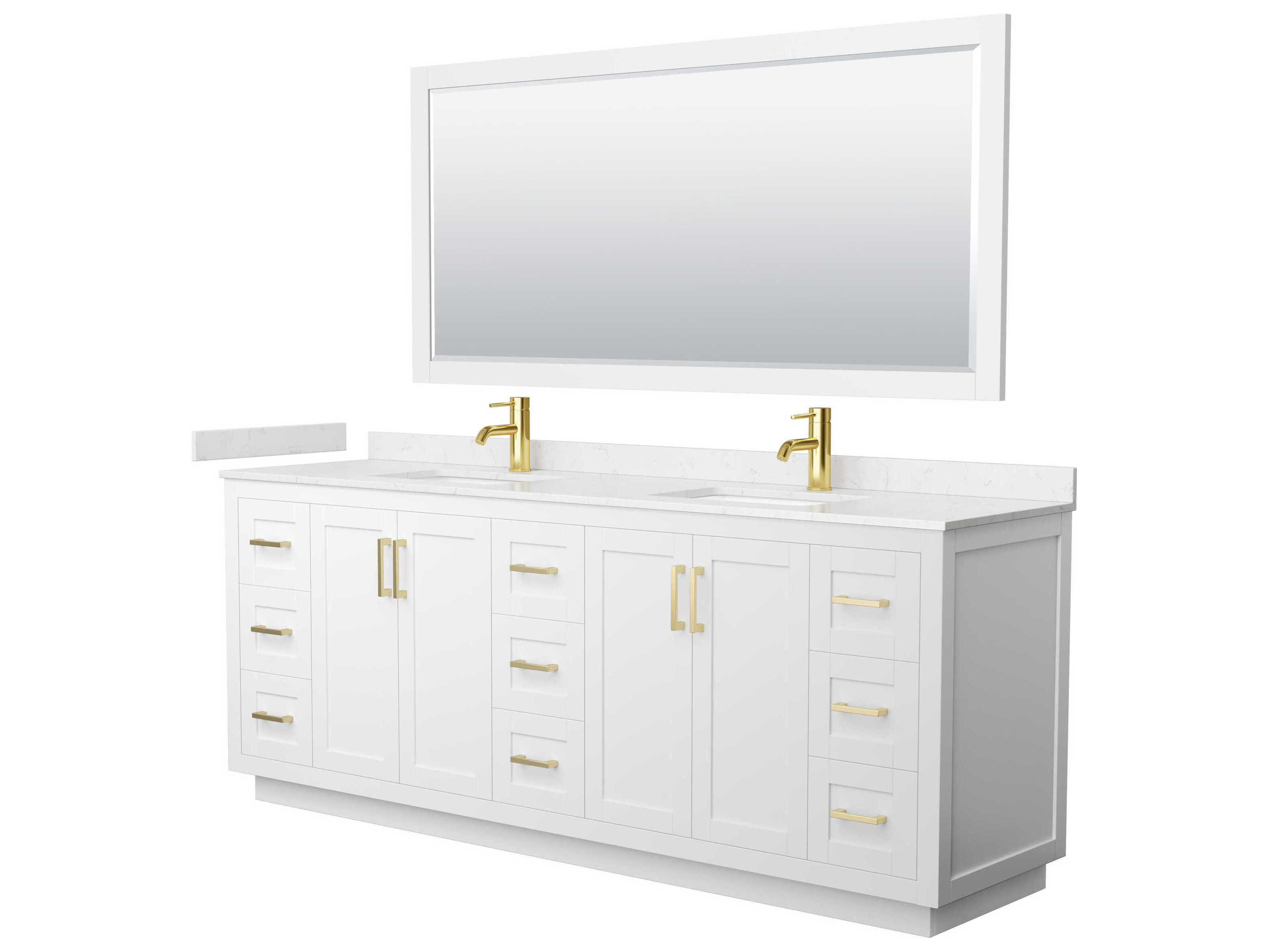 Wyndham Collection Miranda 84" White Vanity with 70" Mirror